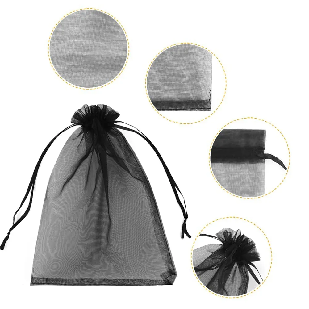 YFZYT Sacchetti in Organza 30x40cm, 50 Pezzi, Nero - immagine 3