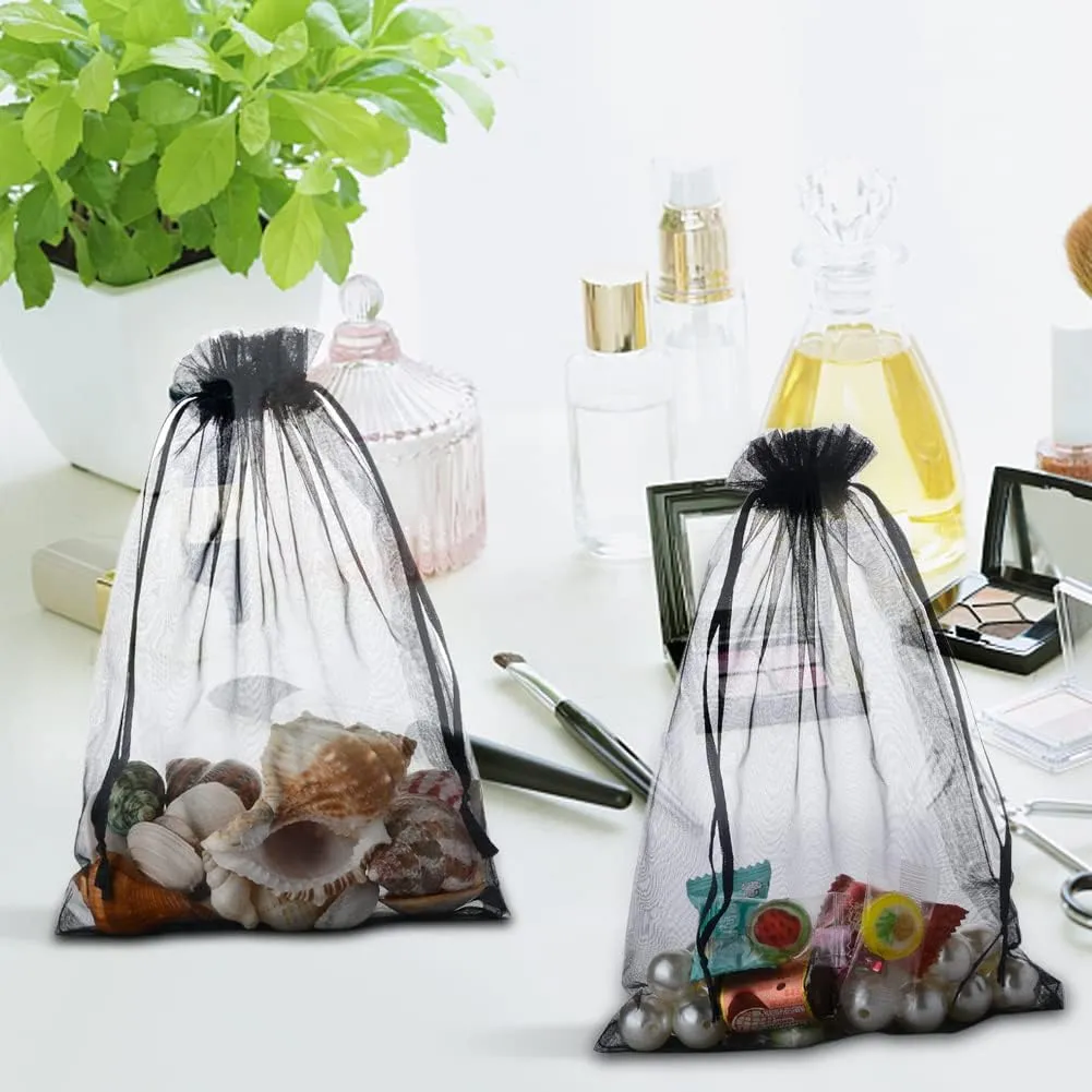 YFZYT Sacchetti in Organza 30x40cm, 50 Pezzi, Nero - immagine 5