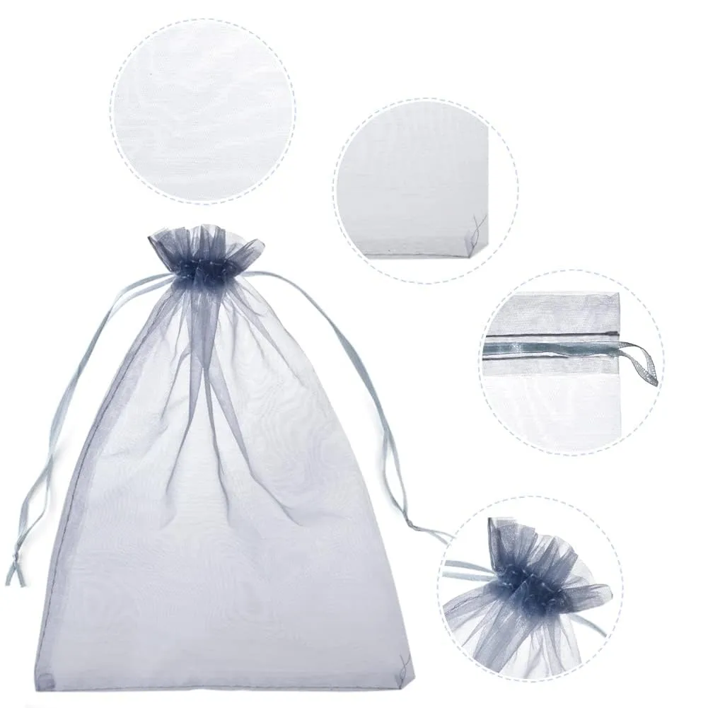YFZYT Sacchetti Organza 17x23cm, 100pz, Grigio - immagine 3