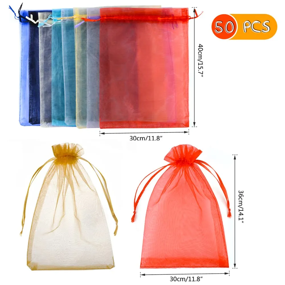 YFZYT Sacchetti Organza 30x40cm, 50pz, Misto - immagine 2