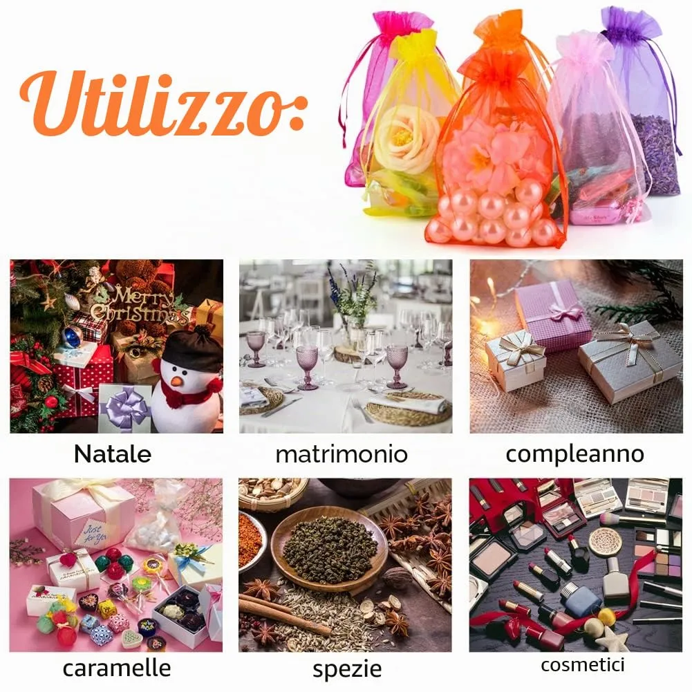 YFZYT Sacchetti Organza 30x40cm, 50pz, Misto - immagine 7