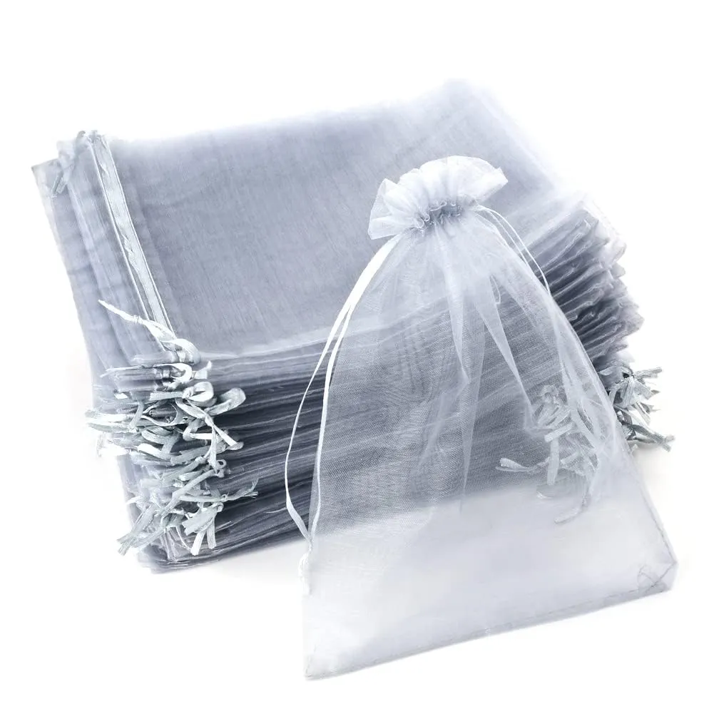 YFZYT Sacchetti in Organza 20x30cm, 100 Pezzi, Grigio - immagine 1