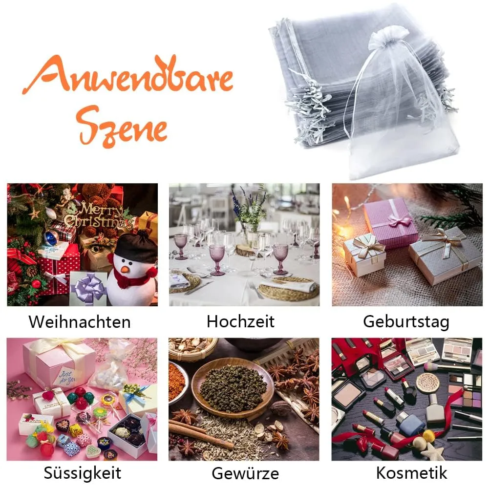 YFZYT Sacchetti in Organza 20x30cm, 100 Pezzi, Grigio - immagine 6