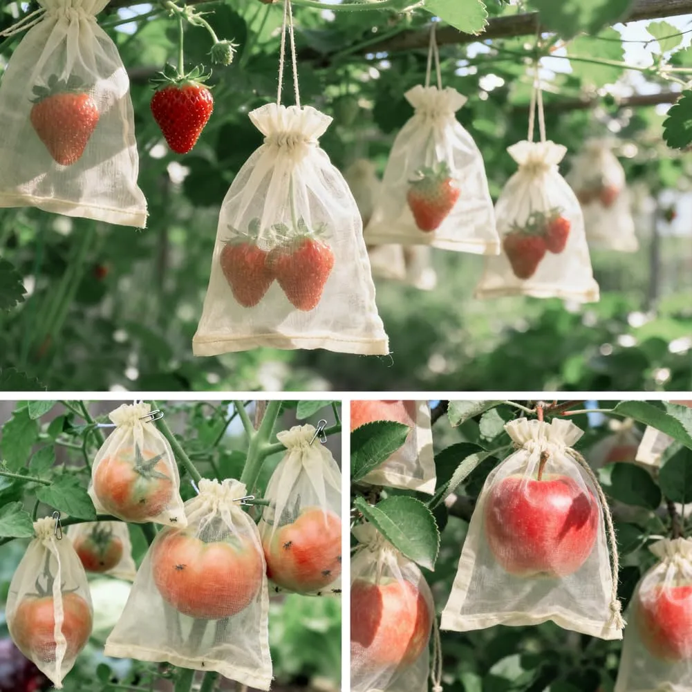 YFZYT Sacchetti Organza 30x40cm Avorio, 50 Pezzi - immagine 4