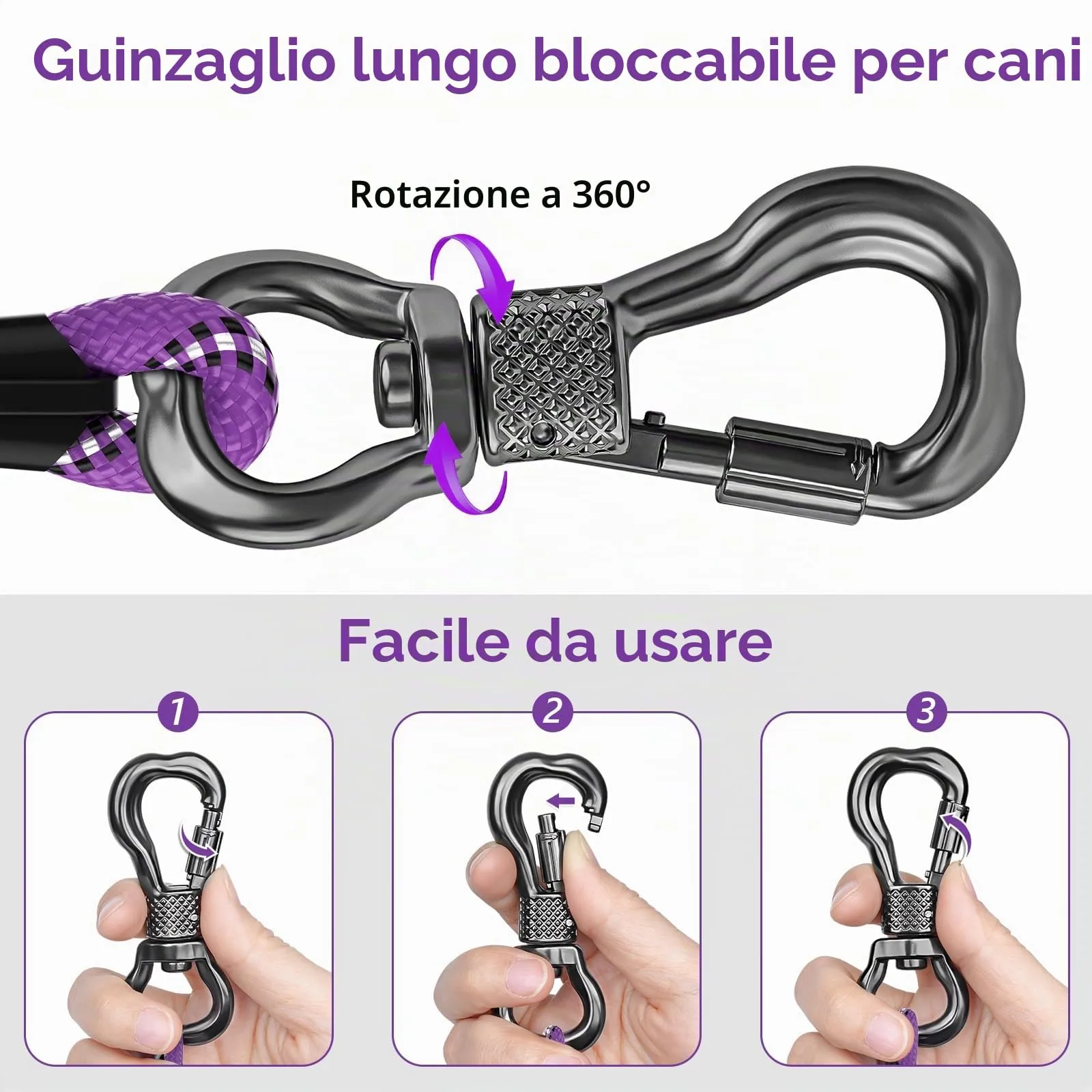 X XBEN Guinzaglio Addestramento per Cani, 5M, Nylon, con Gancio di Sicurezza e Maniglia Imbottita - immagine 2