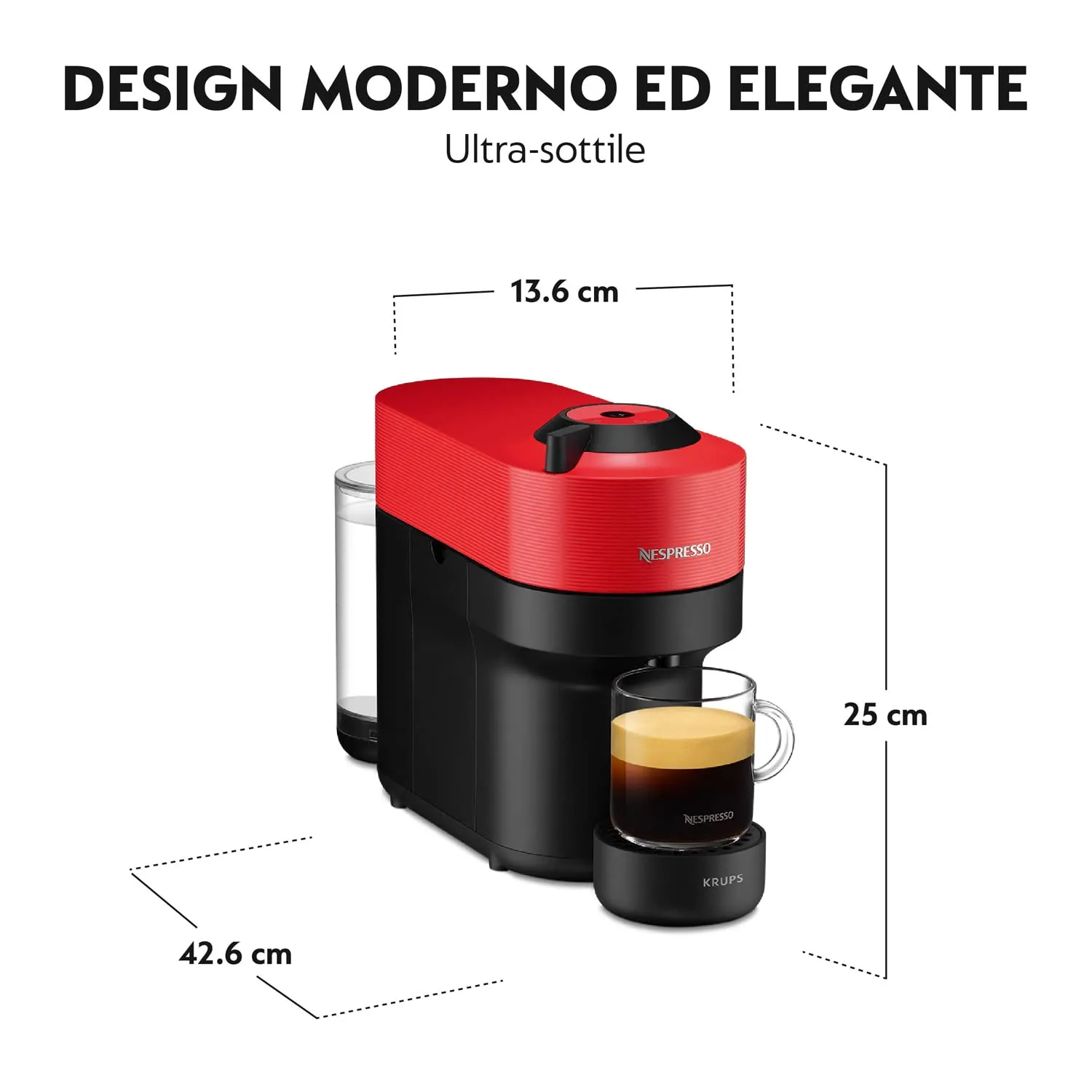 Krups Nespresso Vertuo Pop Macchina da Caffè, Spicy Red, XN9205K - immagine 9