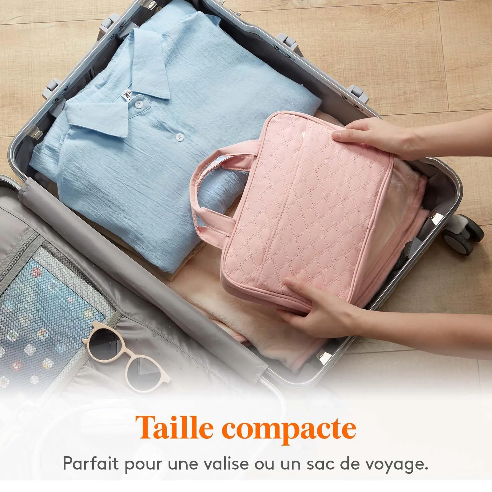 Lifewit Beauty Case da Viaggio, Trousse Trucchi da Appendere con 4 Scomparti, Rosa - immagine 8