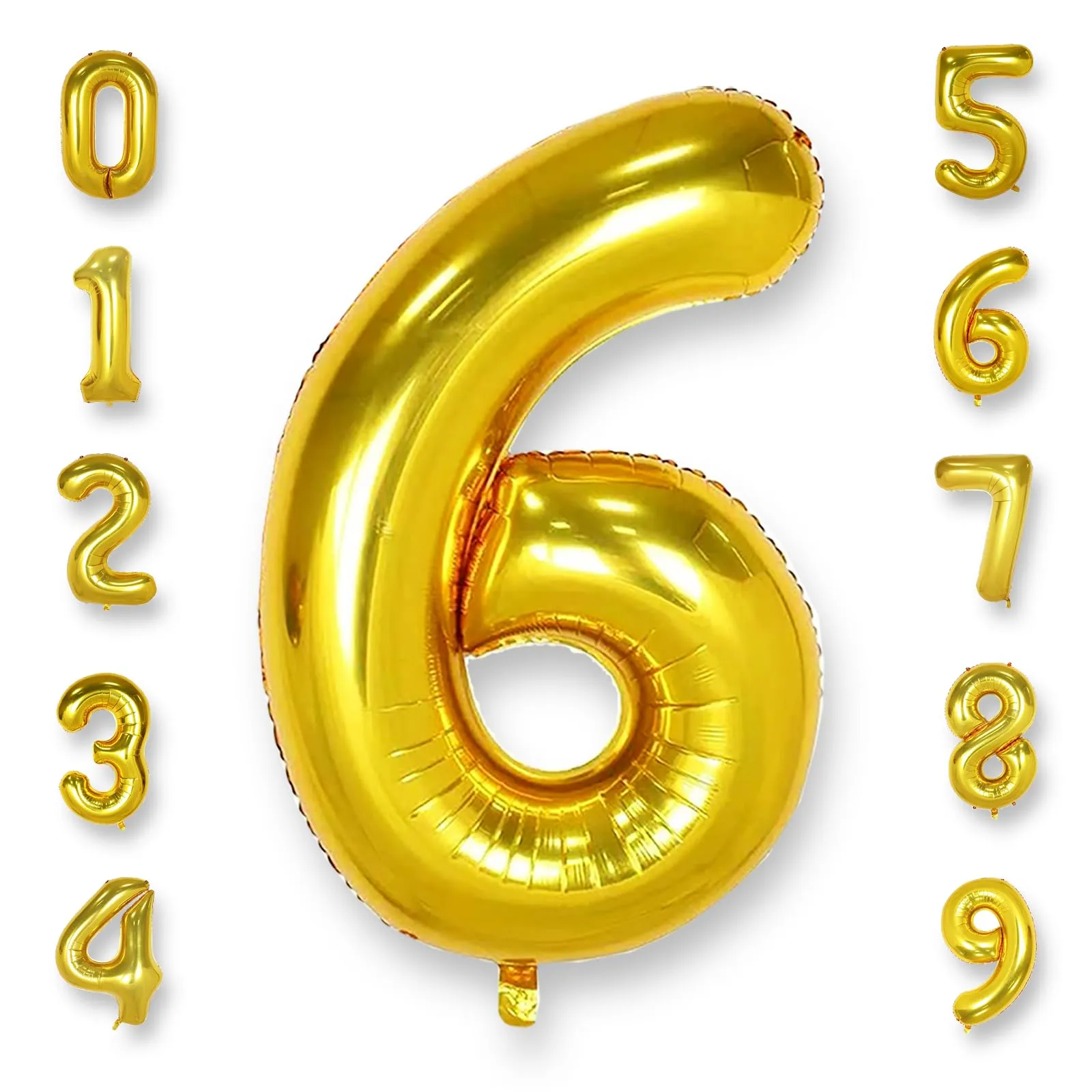 AULE Palloncino Numero 6 Oro, 101 cm, Mylar Foil - immagine 1