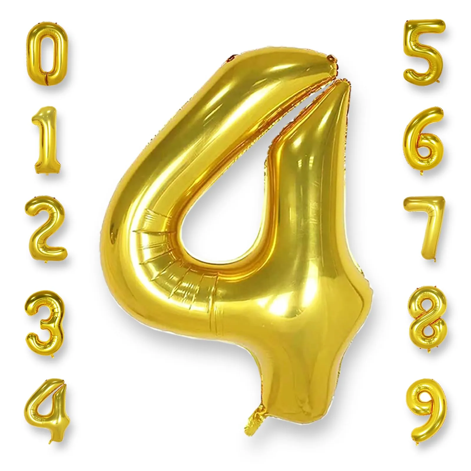 AULE Palloncino Numero 4 Oro, 101 cm, Mylar Foil - immagine 1