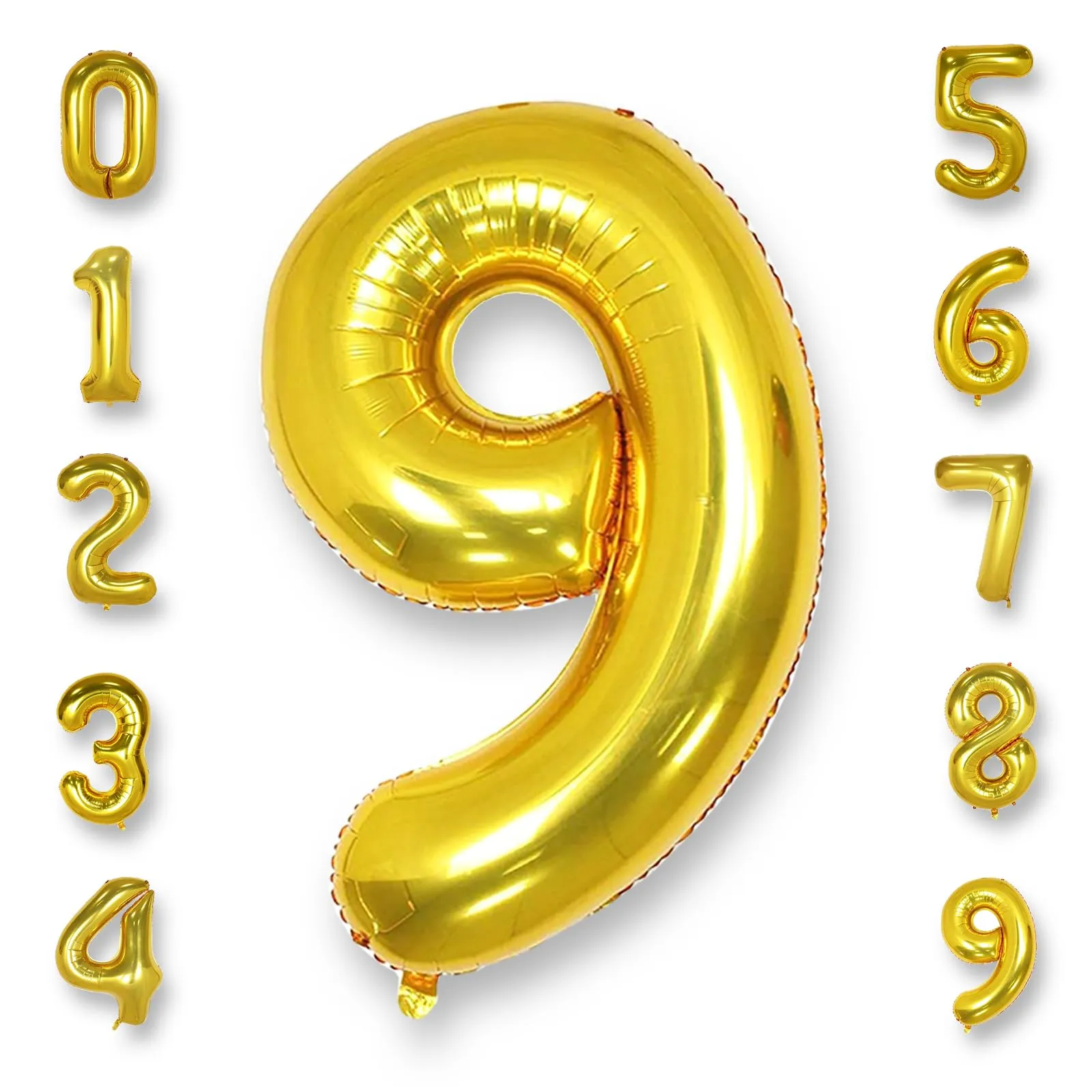 AULE Palloncino Numero 9 Oro, 101 cm, Mylar Foil - immagine 1