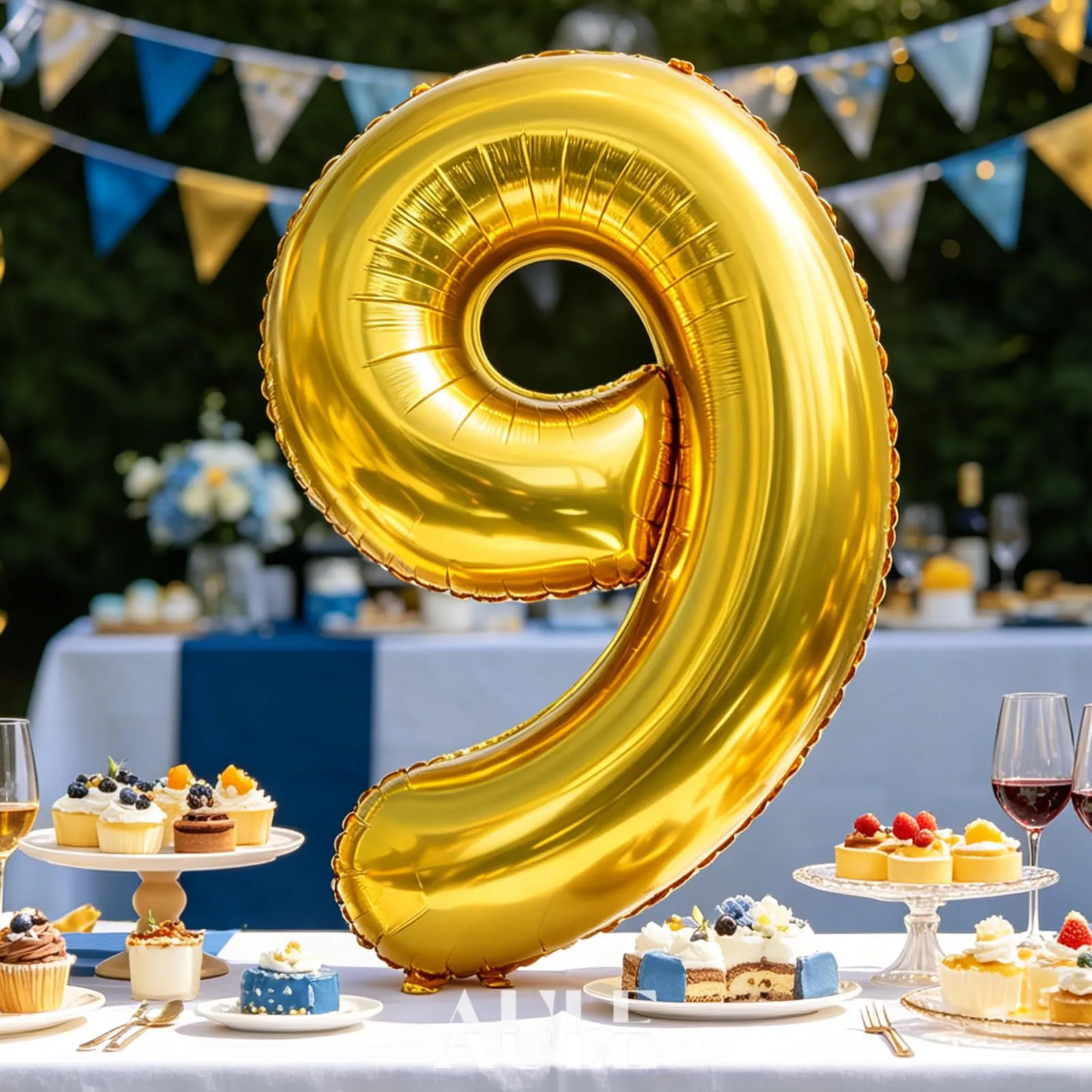 AULE Palloncino Numero 9 Oro, 101 cm, Mylar Foil - immagine 3