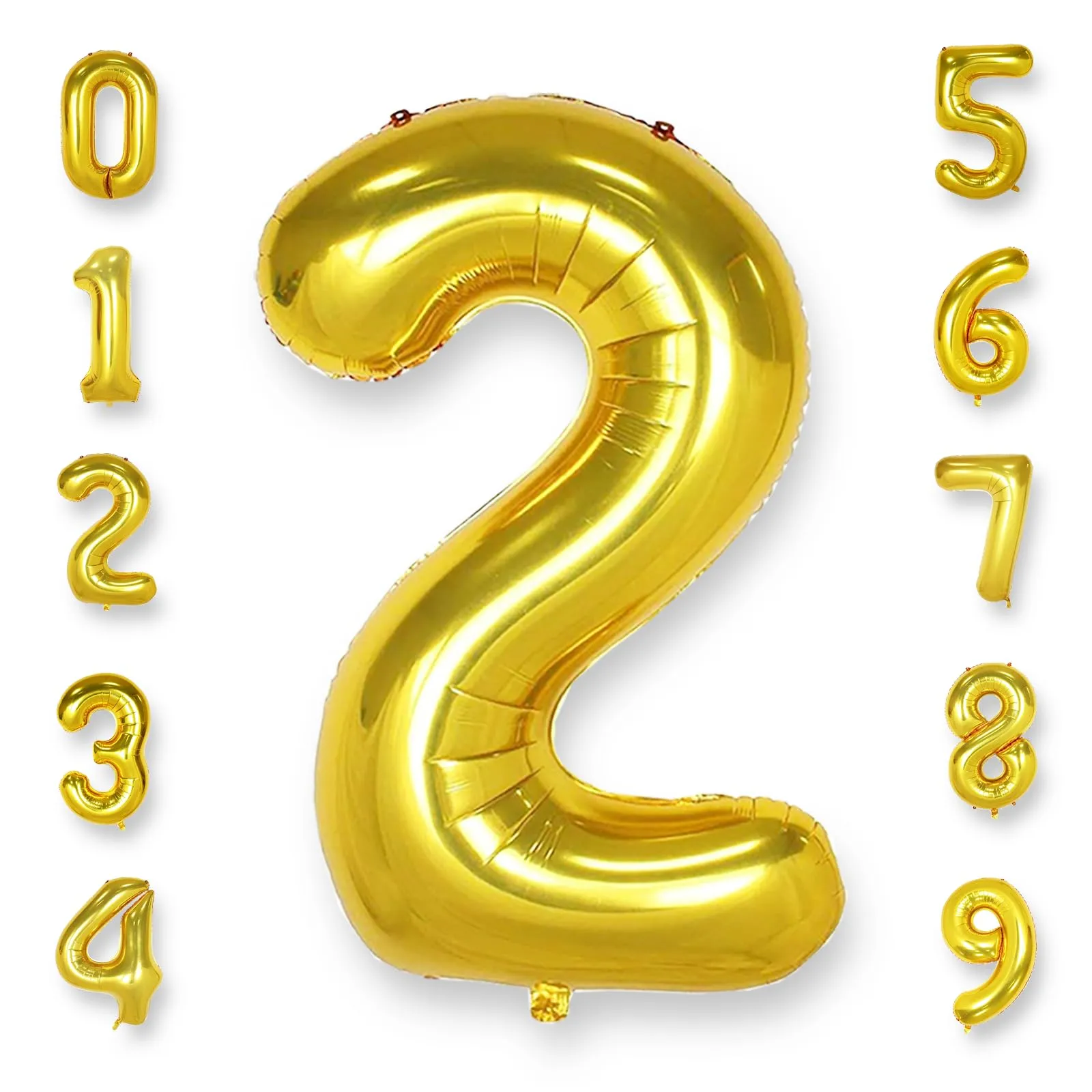 AULE Palloncino Numero 2 Oro 101 cm in Mylar Foil - immagine 1