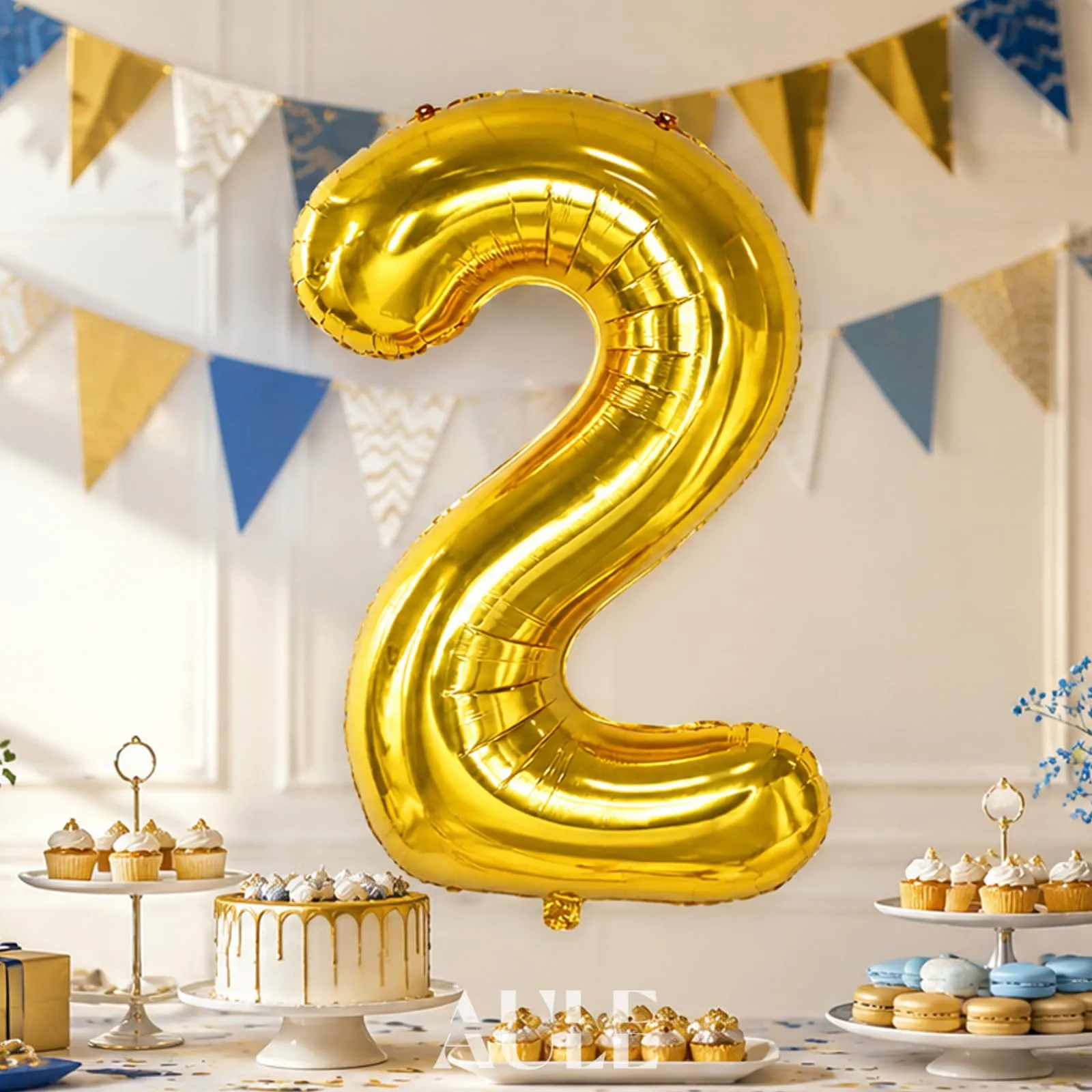 AULE Palloncino Numero 2 Oro 101 cm in Mylar Foil - immagine 3
