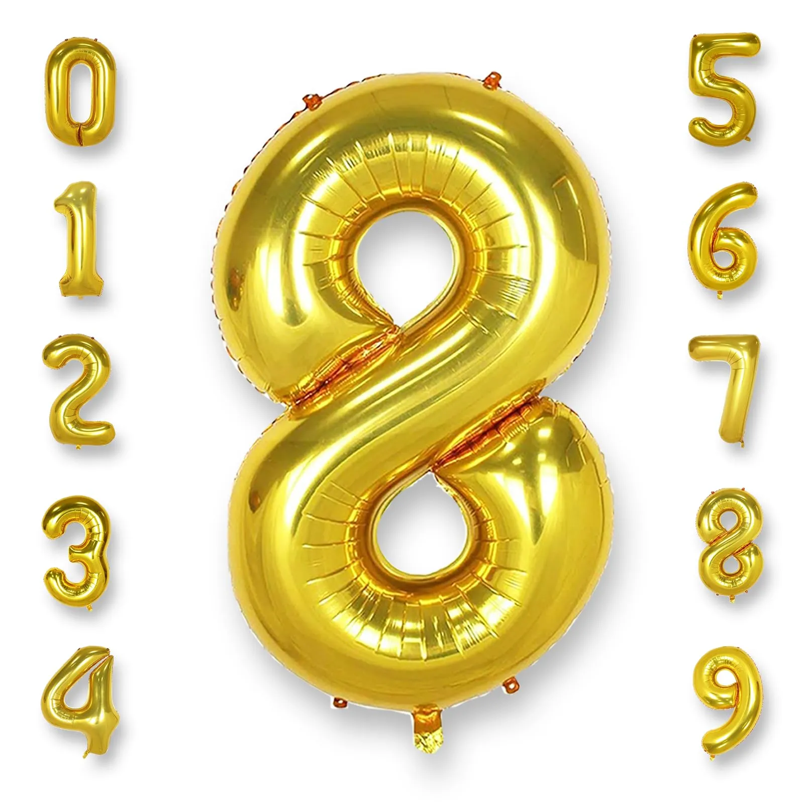 AULE Palloncino Numero 8 Oro, 101 cm, Mylar Foil - immagine 1