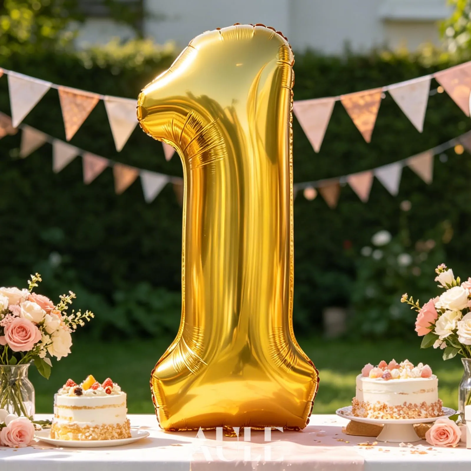 AULE Palloncino Numero 1 Oro, 101 cm, Mylar - immagine 2
