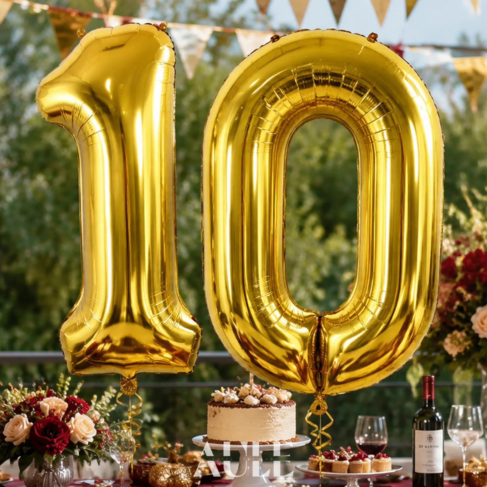 AULE Palloncino Numero 0 Oro, 101 cm, Foil Mylar - immagine 2