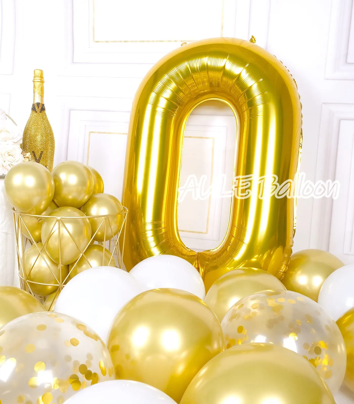AULE Palloncino Numero 0 Oro, 101 cm, Foil Mylar - immagine 3