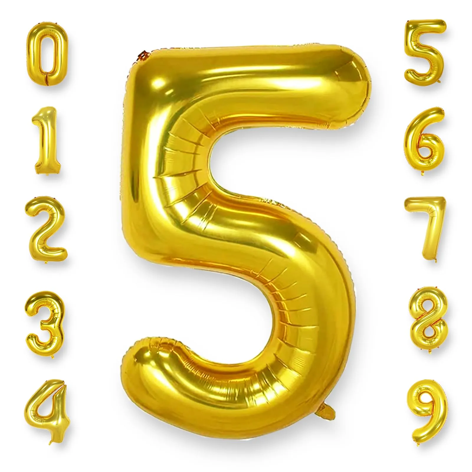 AULE Palloncino Numero 5 Oro, 101 cm, Mylar Foil - immagine 1