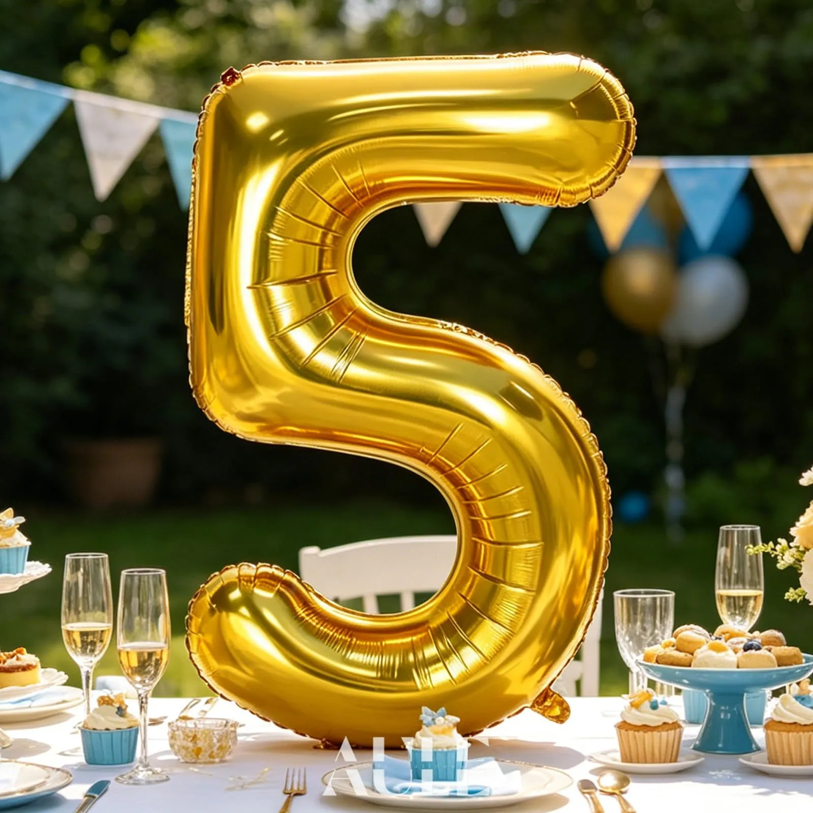 AULE Palloncino Numero 5 Oro, 101 cm, Mylar Foil - immagine 2