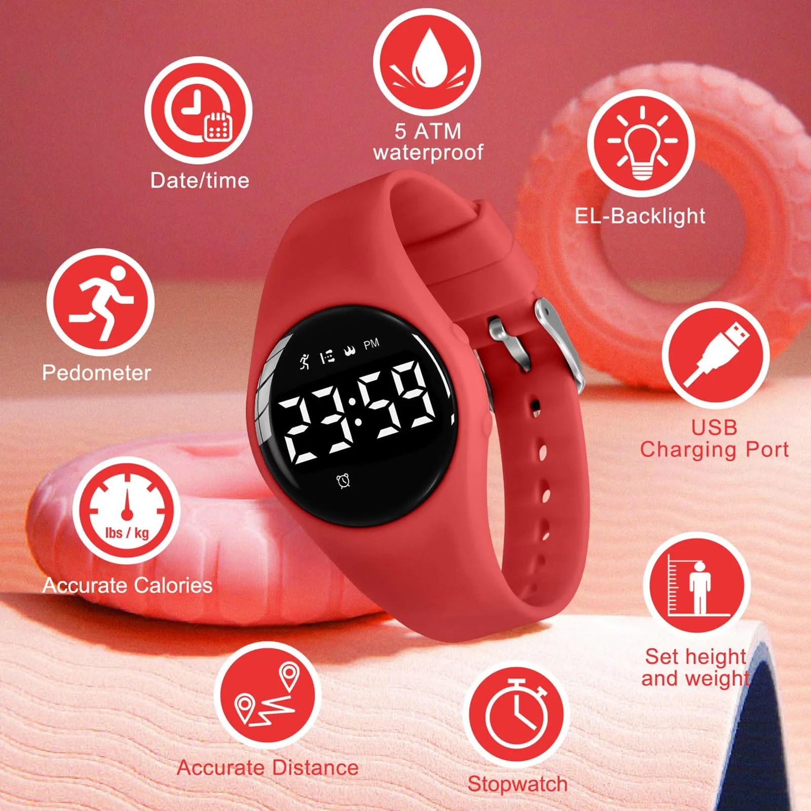BEN NEVIS Orologio da Polso Sportivo Digitale per Bambini con Sveglia, Calorie e Contapassi - immagine 3