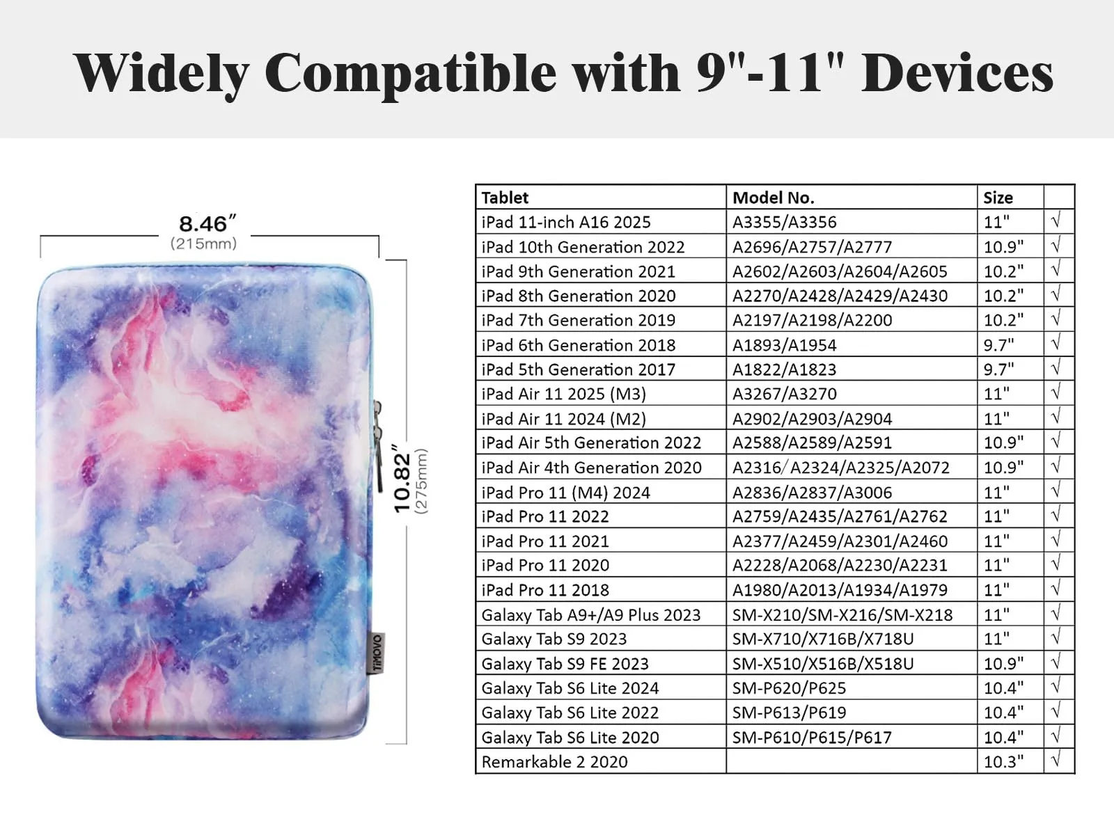 TiMOVO Custodia per Tablet 9-11", Nebulose Fantastiche - immagine 2