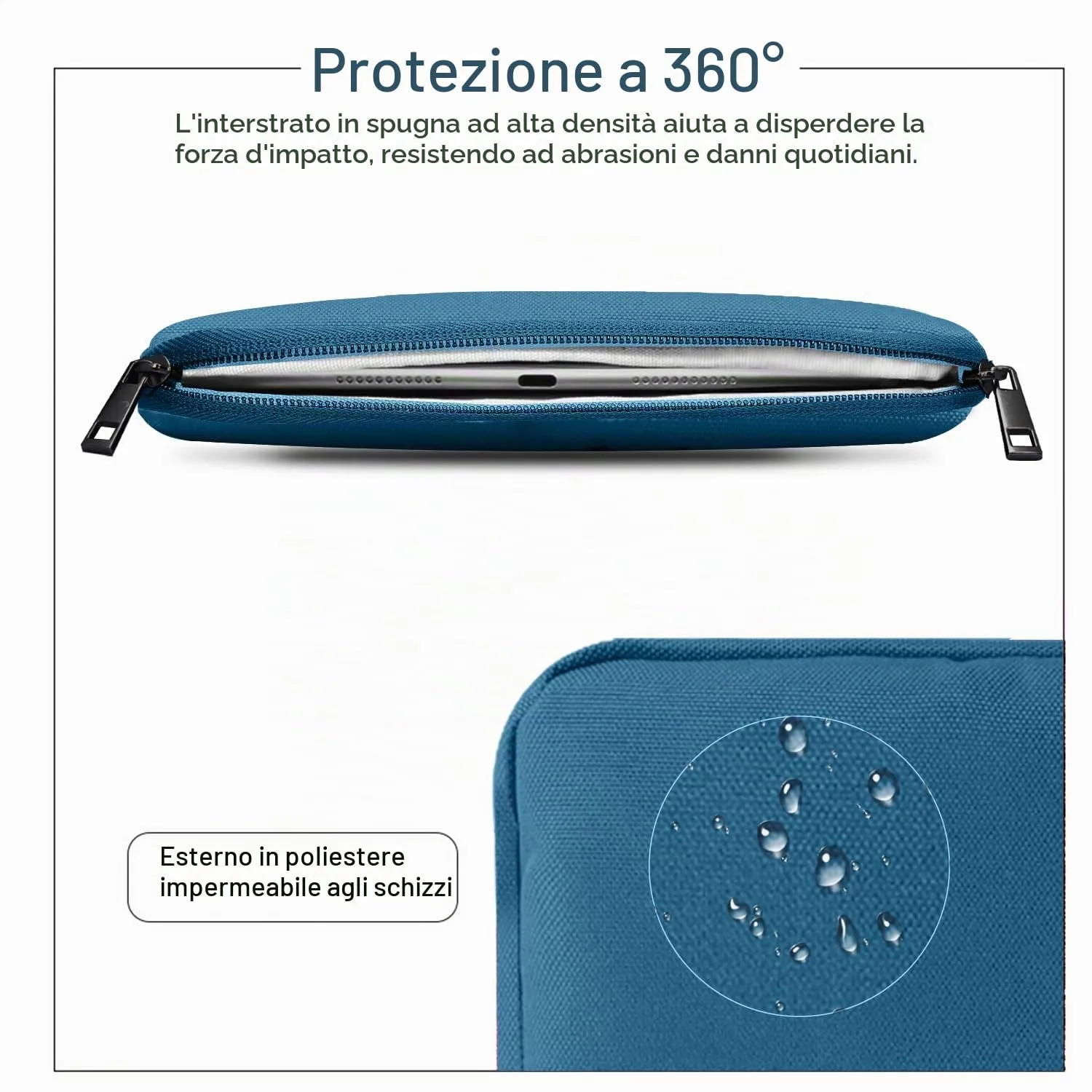 TiMOVO Custodia per Tablet 9-11", Blu Pavone - immagine 4