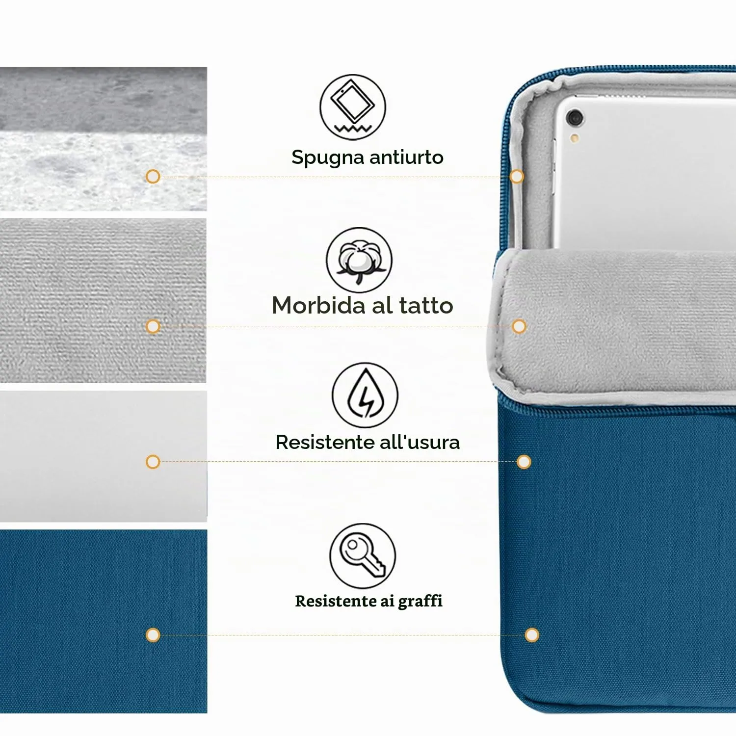 TiMOVO Custodia per Tablet 9-11", Blu Pavone - immagine 6