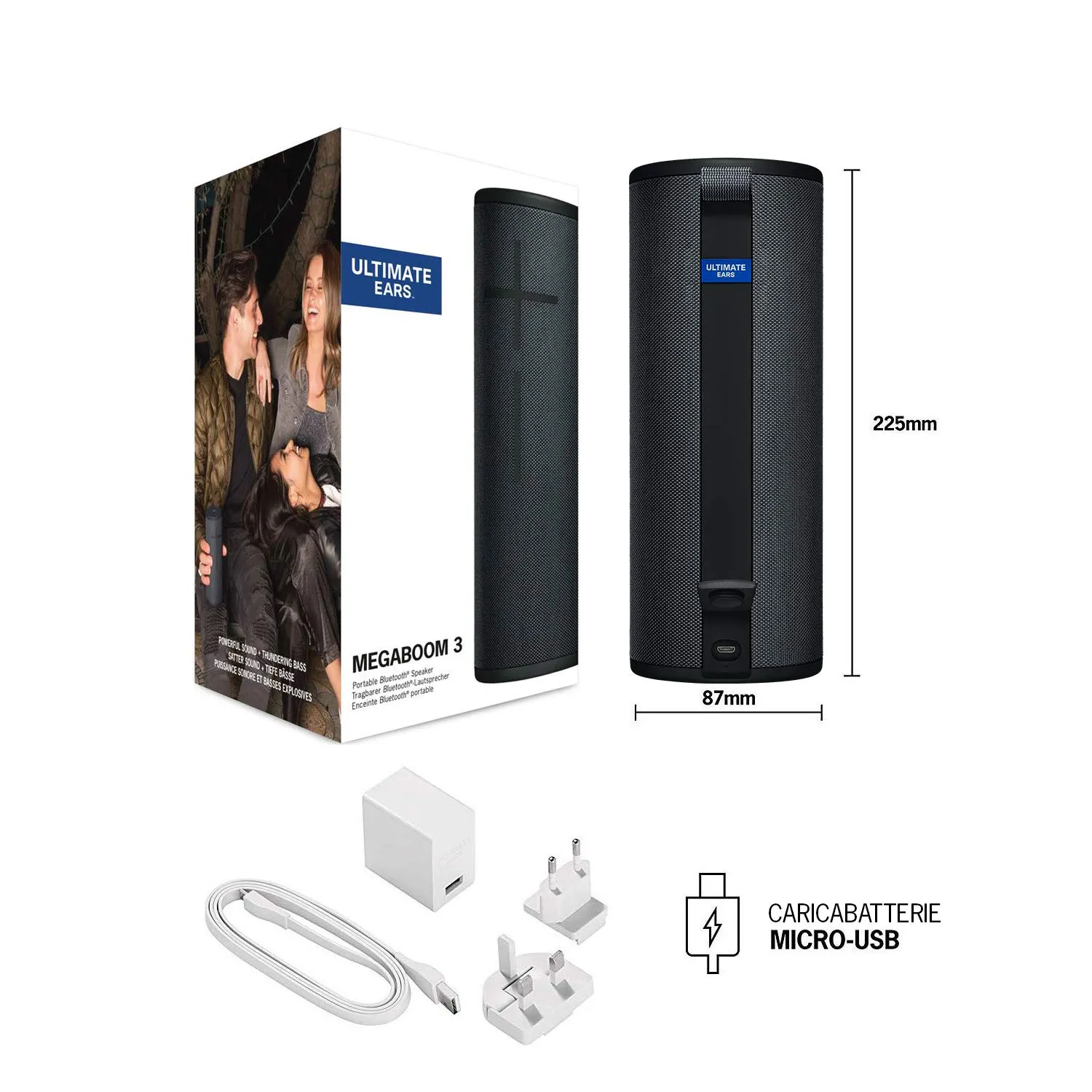 Ultimate Ears Megaboom 3 Altoparlante Wireless Bluetooth Portatile, Nero (Night Black) - immagine 8