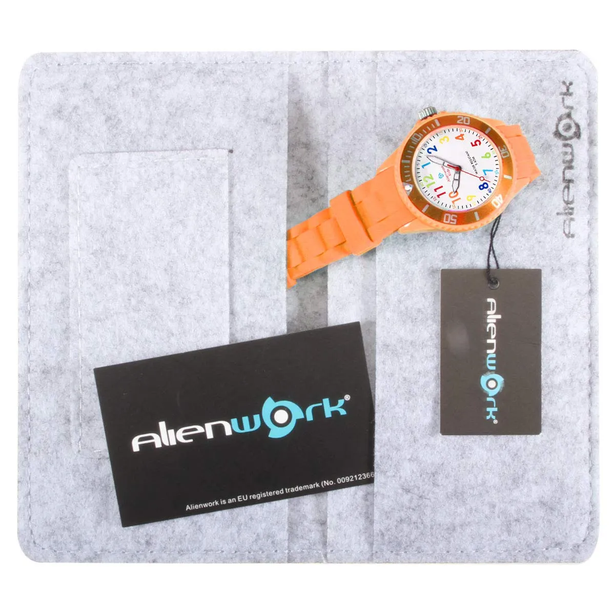 Alienwork Orologio di Apprendimento per Bambini, Silicone Multicolore Arancione, Impermeabile 5 ATM - immagine 7