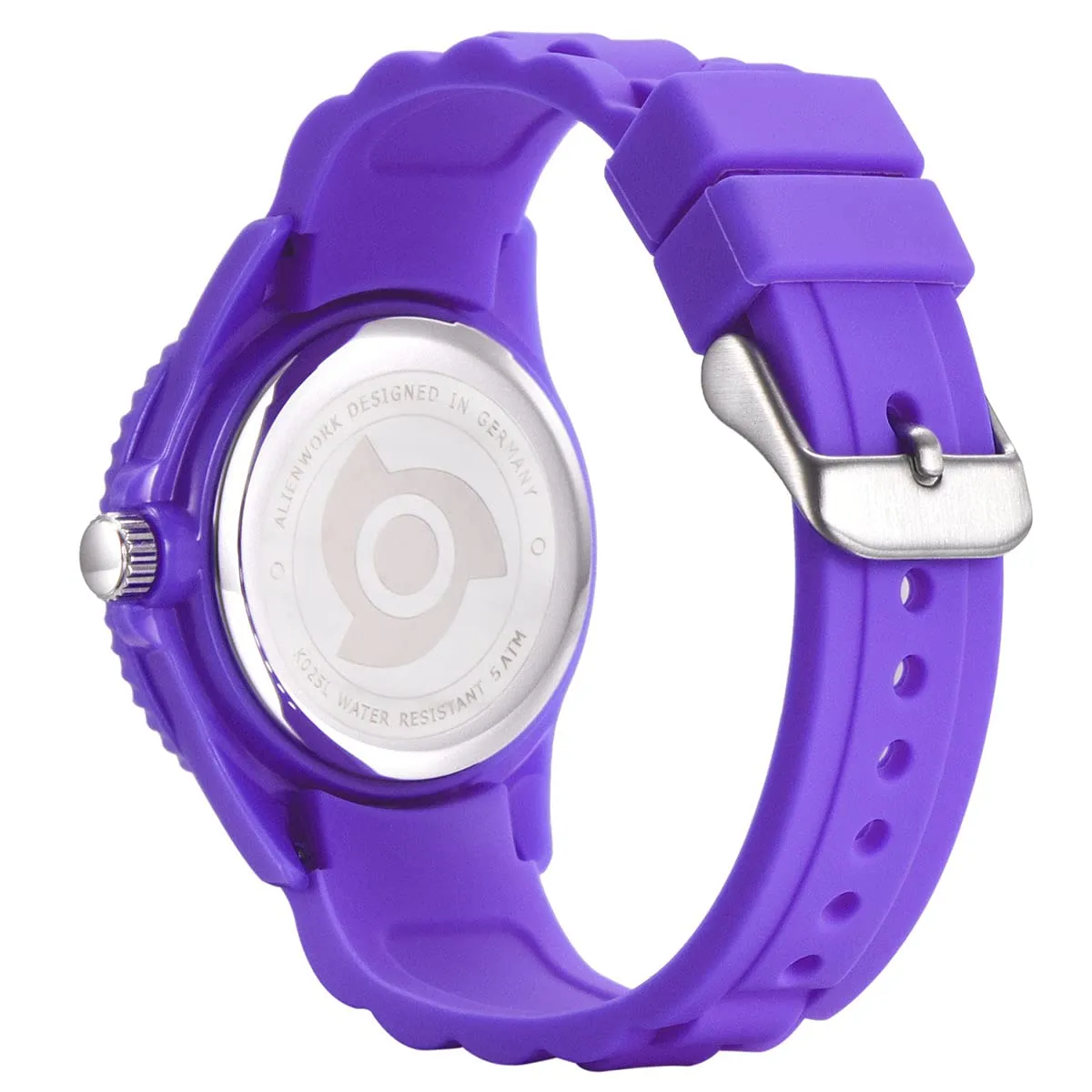 Alienwork Orologio di Apprendimento per Bambini, Viola, Bracciale in Silicone Multicolore, Impermeabile 5 ATM - immagine 4