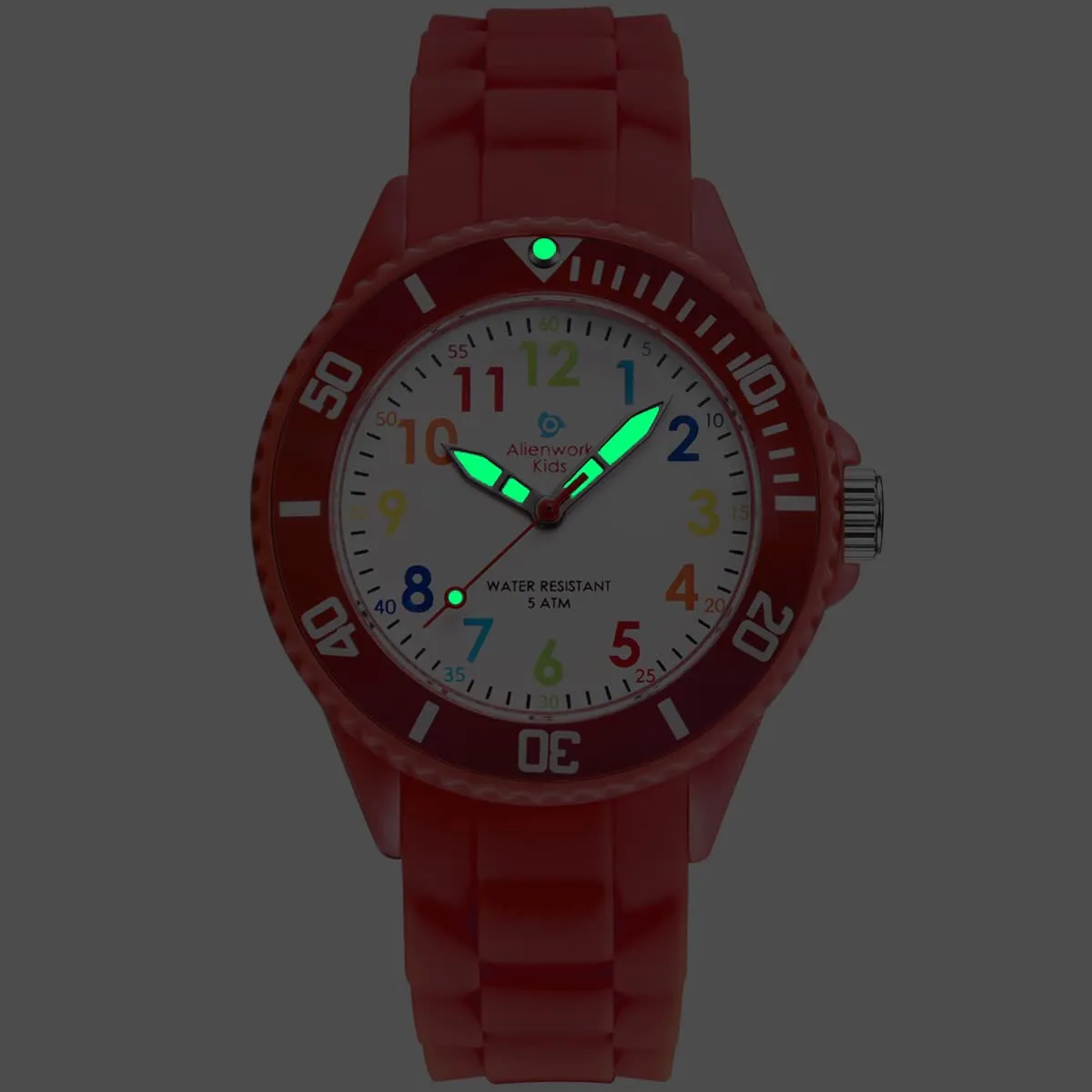 Alienwork Orologio di Apprendimento per Bambini, Rosso, Bracciale in Silicone Multicolore, Impermeabile 5 ATM - immagine 6