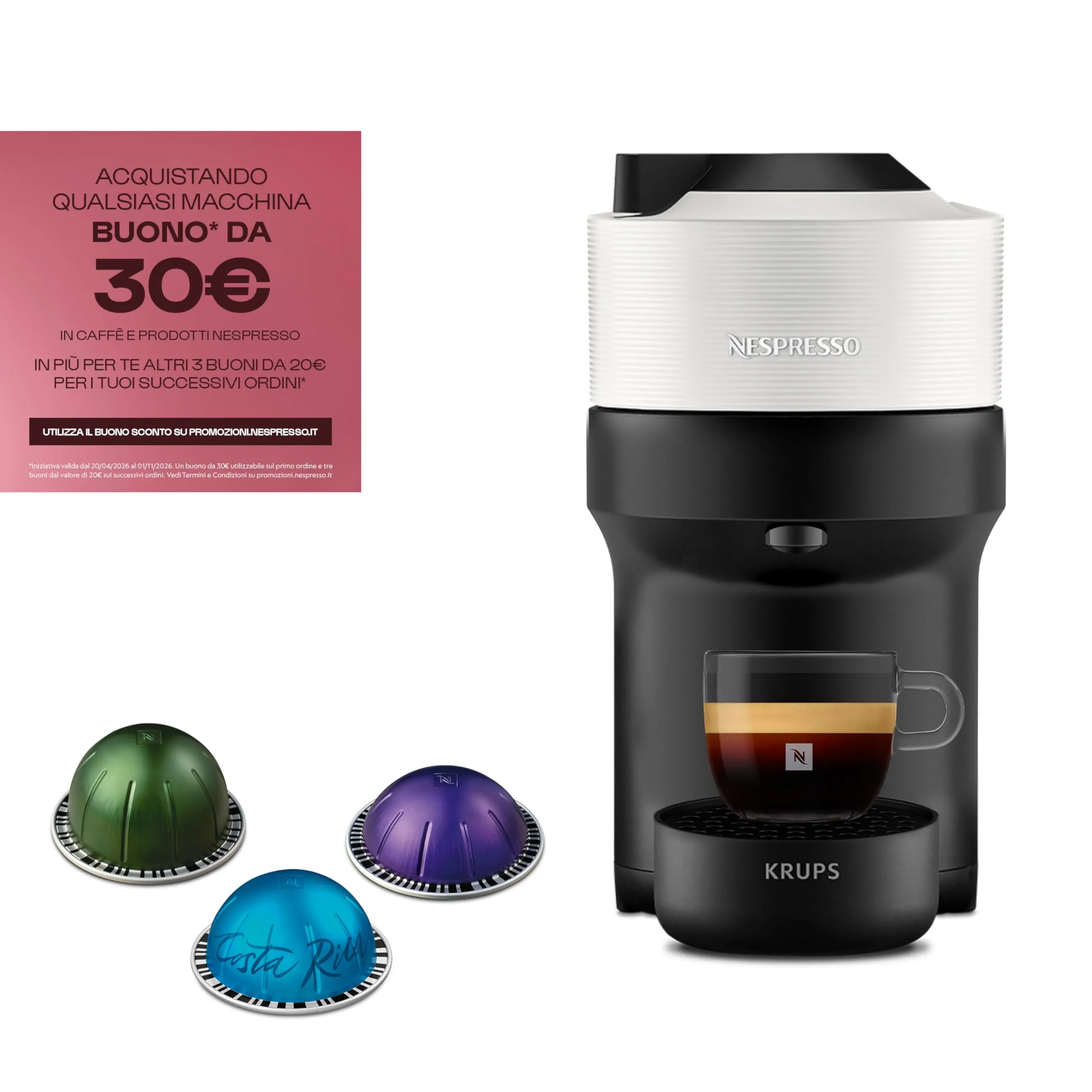 Krups Nespresso Vertuo Pop, White, XN9201K - immagine 2