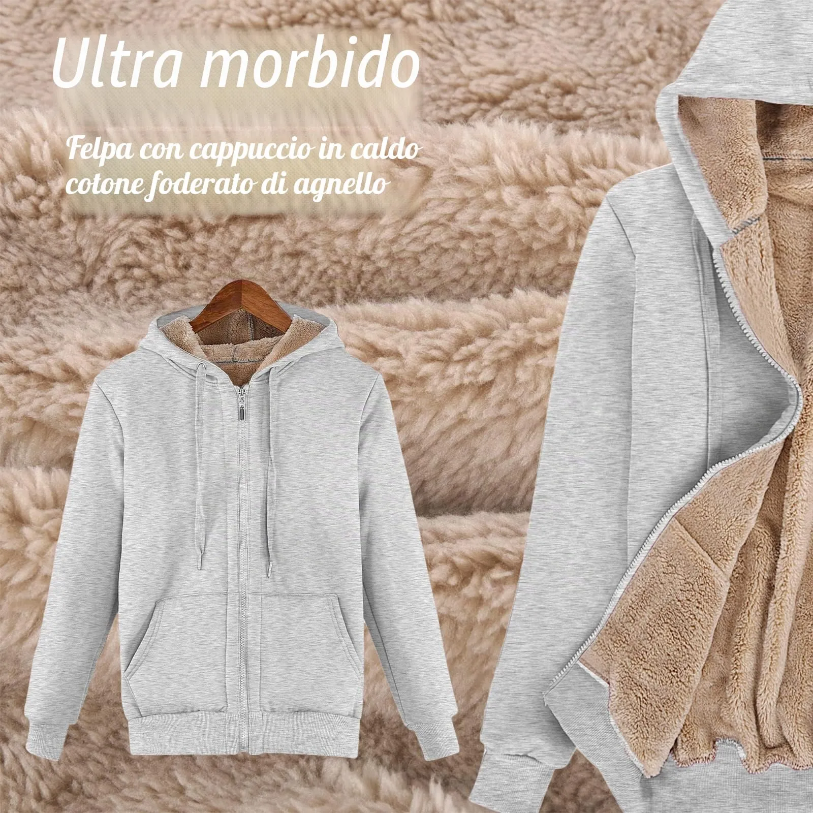 UMIPUBO Felpa Donna con Zip e Cappuccio Invernale in Pile - immagine 4