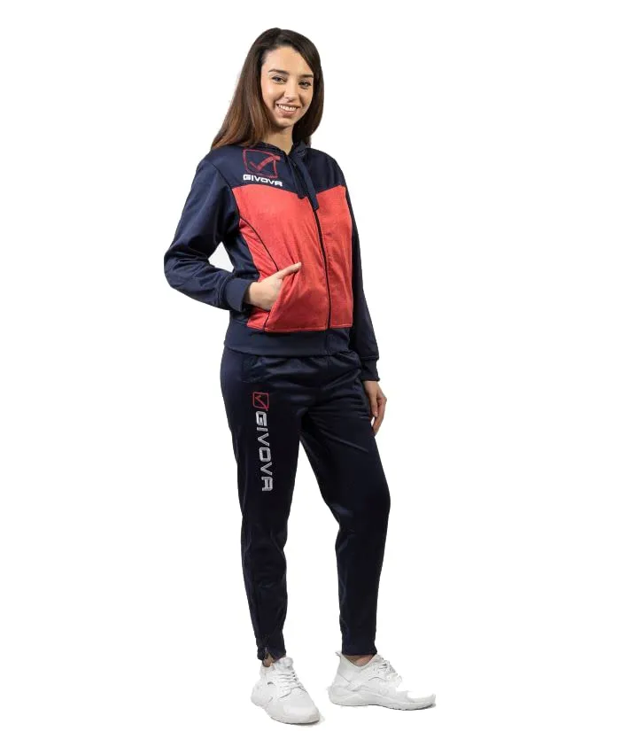 GIVOVA Tuta Visa Melange con Cappuccio Polarfleece Blu/Rosso Melange 4XS - immagine 1