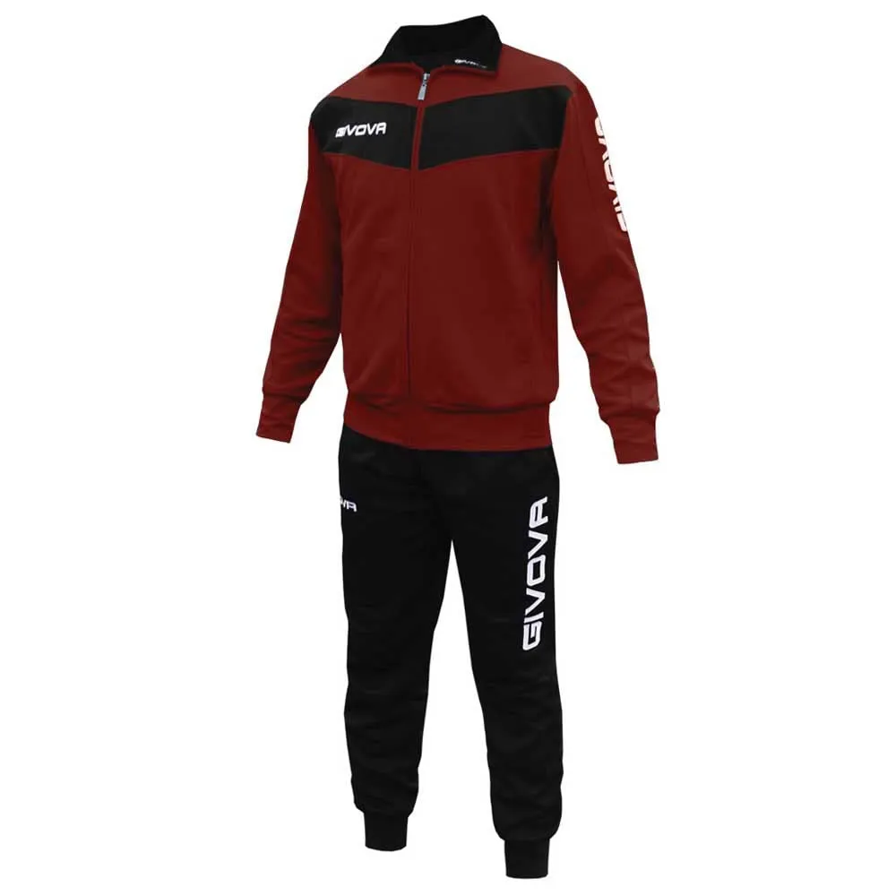 Givova Tuta Visa Melange con Cappuccio Polarfleece Granata/Nero 4XS - immagine 1