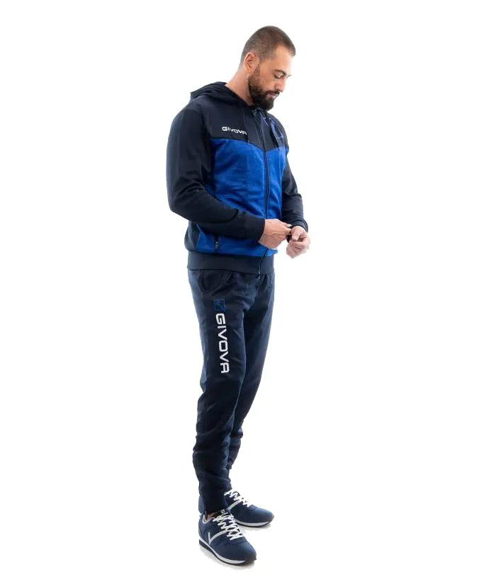Givova Tuta Visa Melange con Cappuccio Polarfleece Blu/Azzurro Melange 2XS - immagine 1