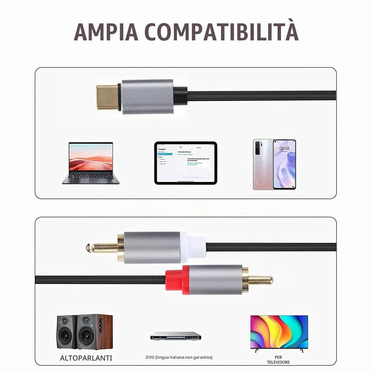 Greluma Cavo Audio da USB-C a 2 RCA, 2 metri - immagine 2