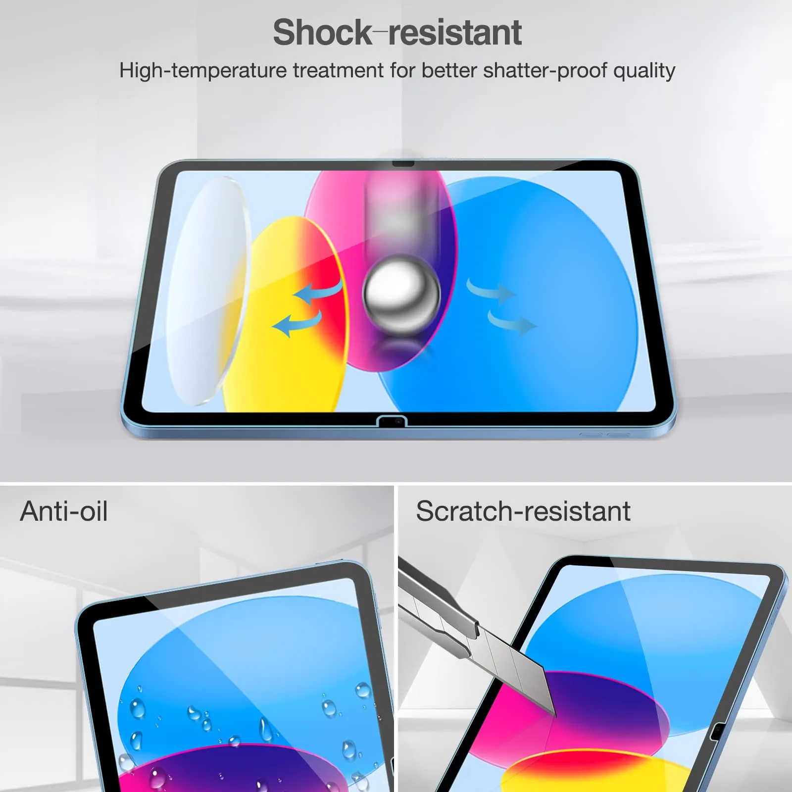 ProCase Vetro Temperato per iPad 11 Generazione A16 11 Pollici 2025 e iPad 10 Generazione 10,9 Pollici (A3354 A3355 A3356 A2696 A2757 A2777), Durezza 9H, 2 Pezzi - immagine 5