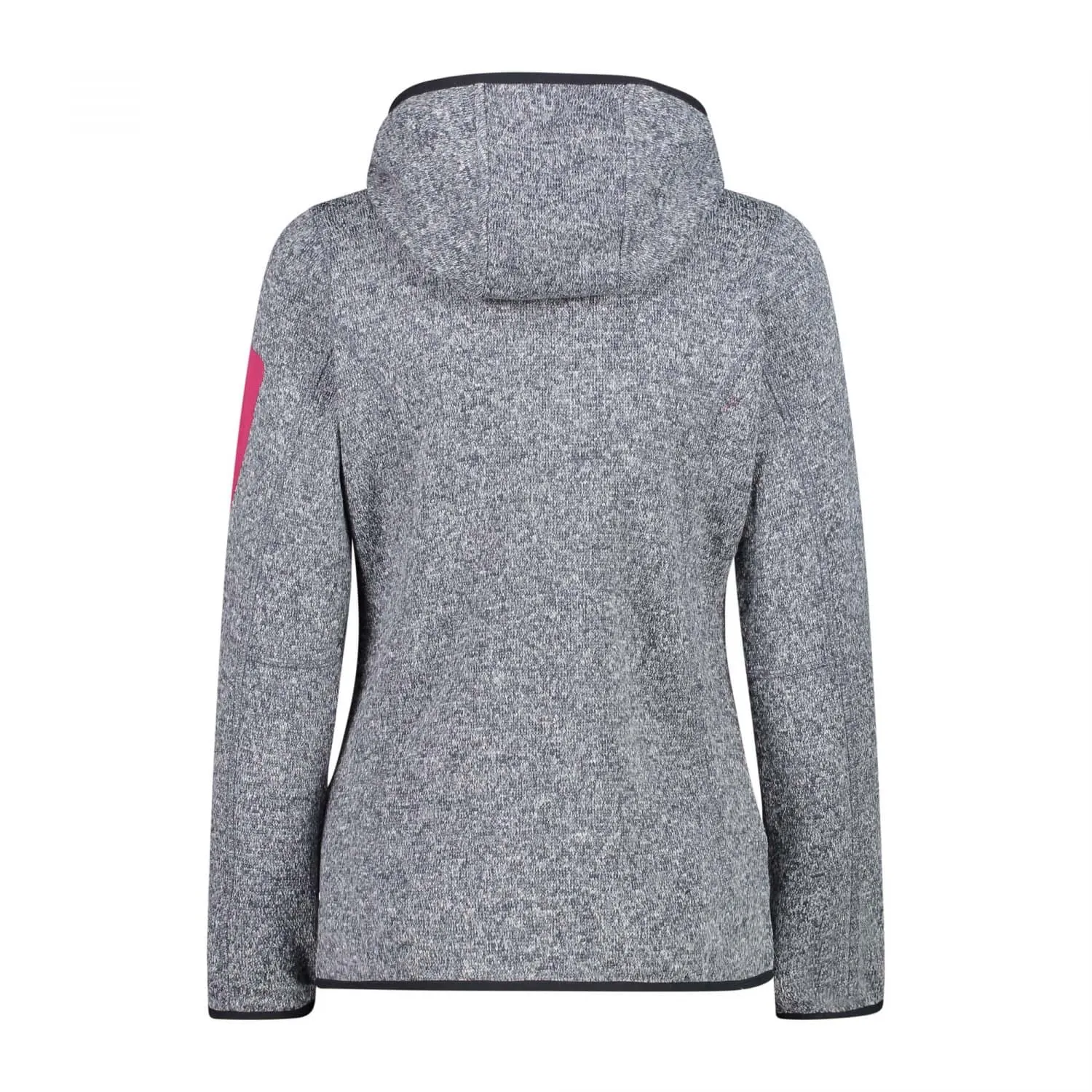 CMP Giacca Knit-Tech da Donna con Cappuccio Fisso, Titanio-Bianco-Fucsia, 40 - immagine 3