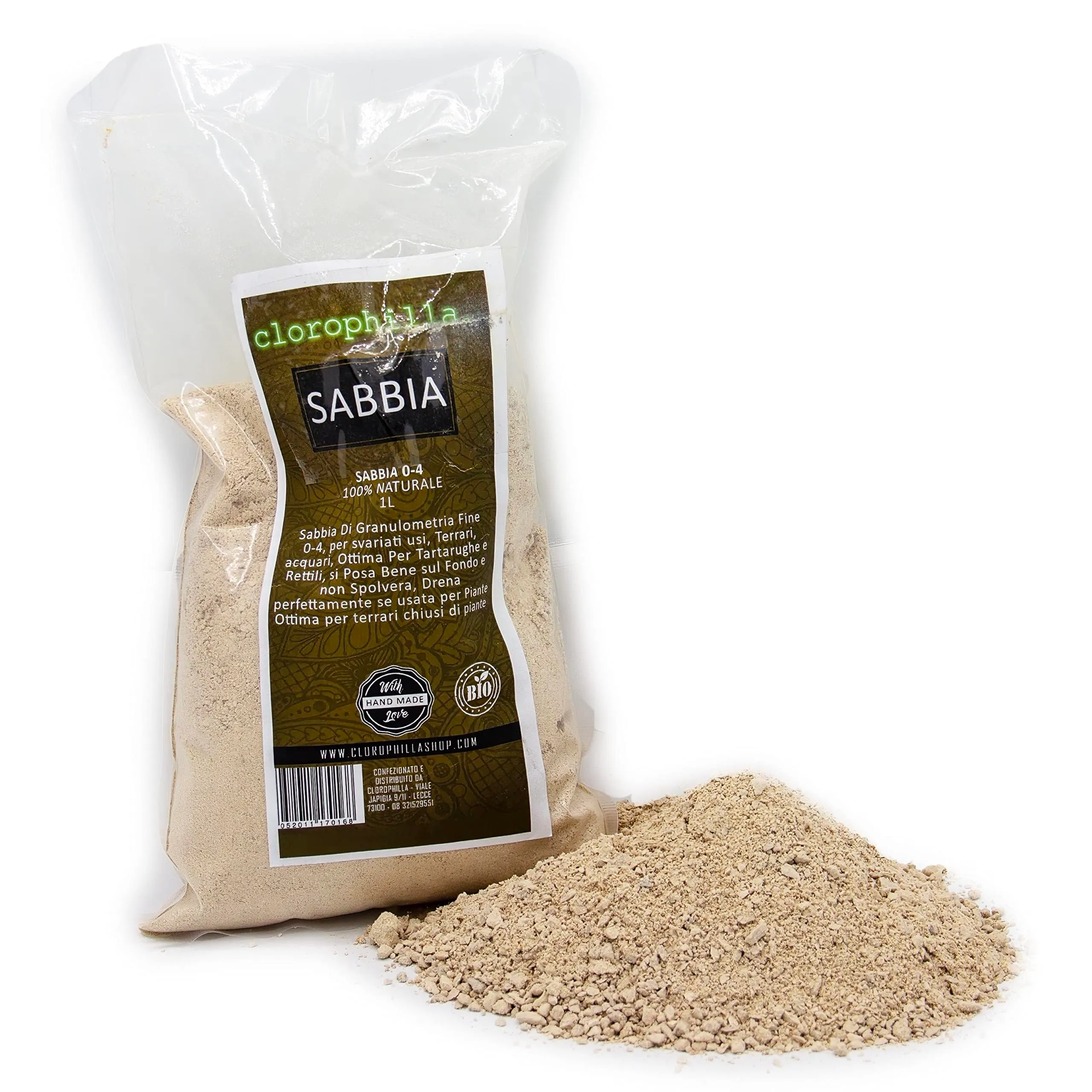 Clorophilla Sabbia Fine 0-4 100% Naturale per Terrari, Acquari, Tartarughe e Rettili - 1 Litro - immagine 1