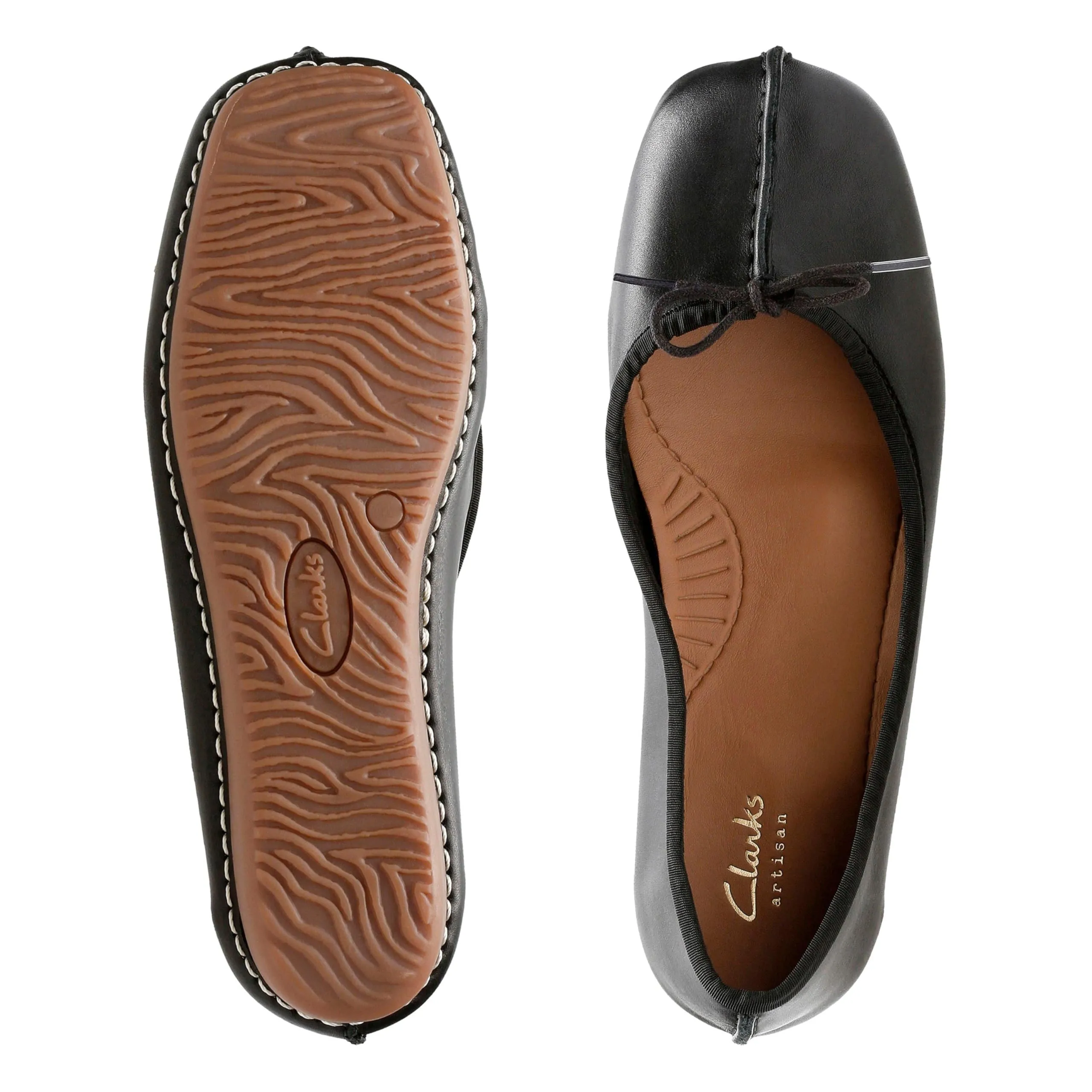 Clarks Freckle Ice Women's Ballerina, Black Leather, 37 EU - immagine 8