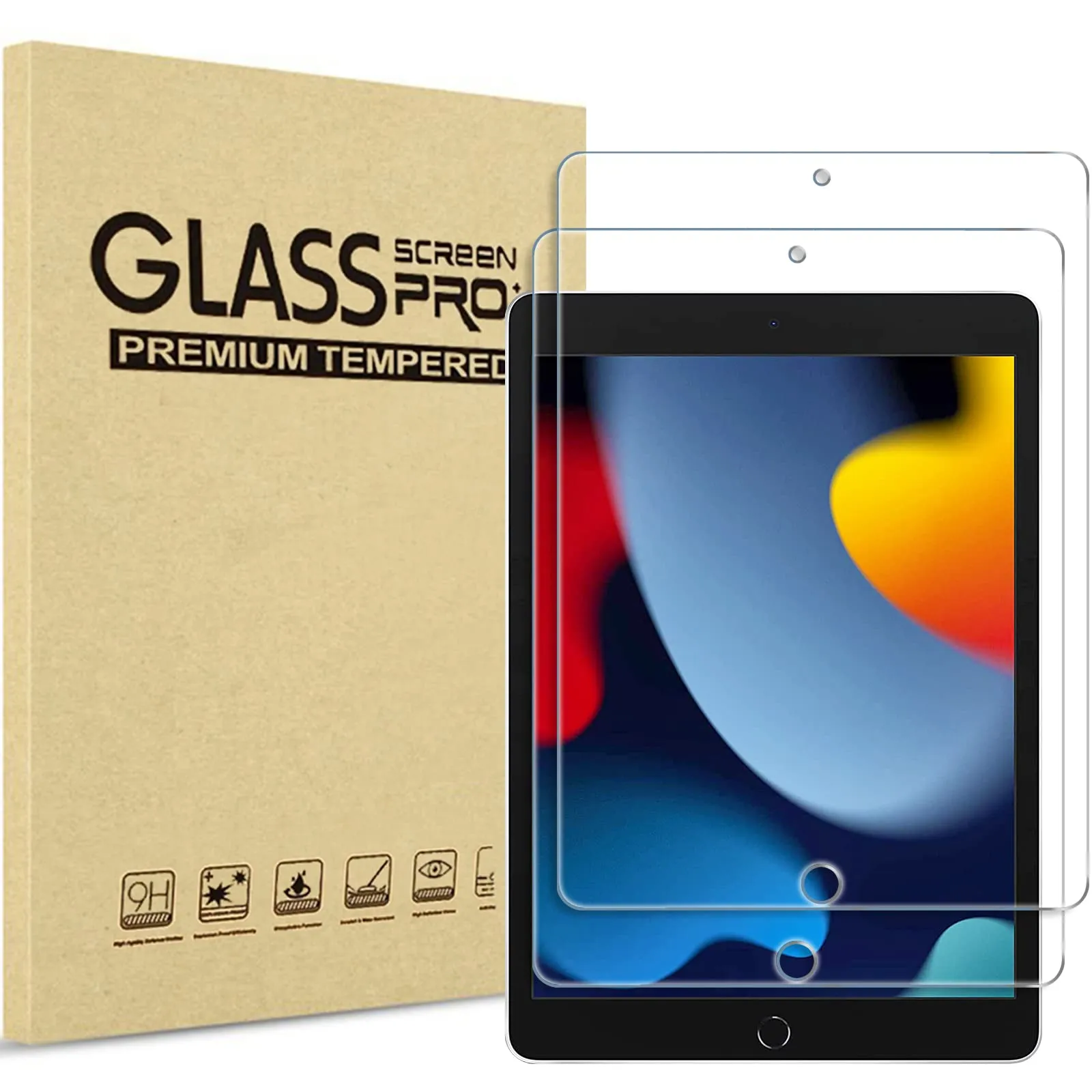 ProCase Pellicola Protettiva in Vetro Temperato 9H per iPad 10,2 pollici (7ª, 8ª, 9ª Generazione 2019/2020/2021), Trasparente, 2 Pezzi - immagine 1