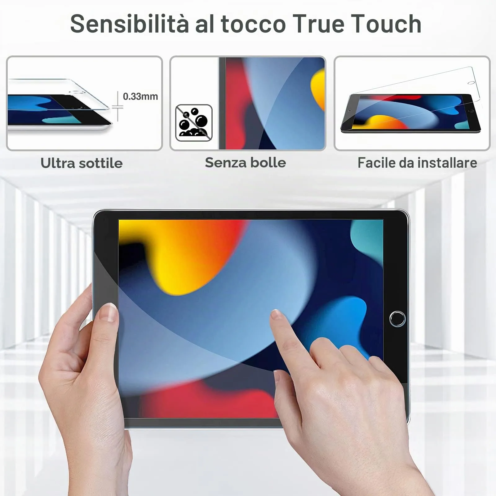 ProCase Pellicola Protettiva in Vetro Temperato 9H per iPad 10,2 pollici (7ª, 8ª, 9ª Generazione 2019/2020/2021), Trasparente, 2 Pezzi - immagine 5
