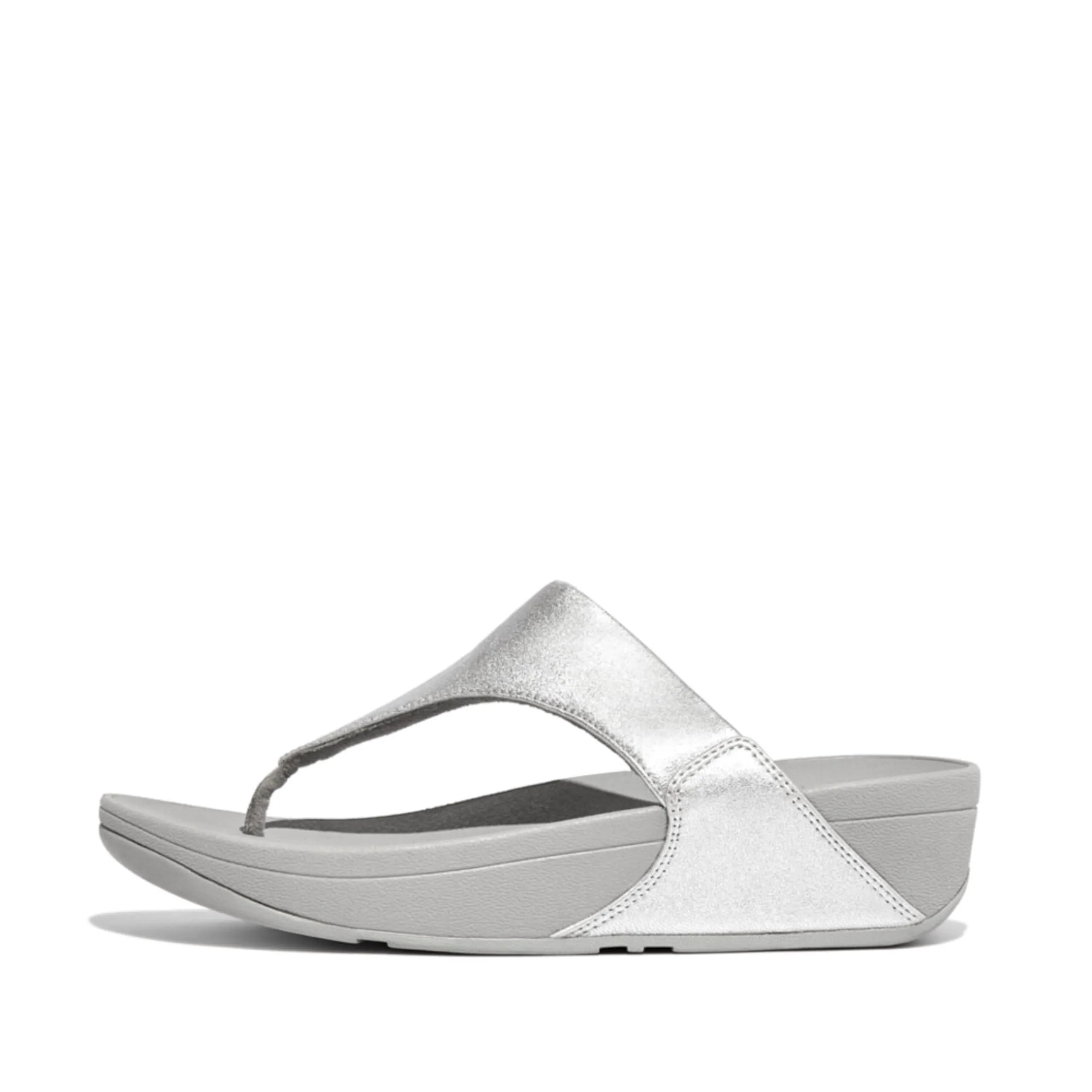 FitFlop Lulu Leather Flip Flops - Silver - EU 42 - immagine 7