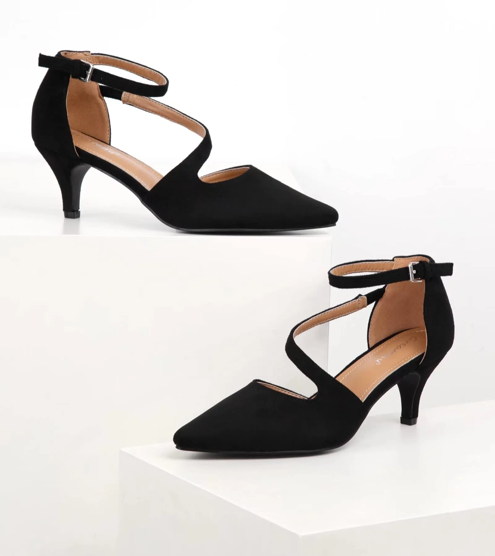 Greatonu Décolleté da Donna Scarpe A Punta Tacco Gattino Nero-P EU 38 - immagine 5