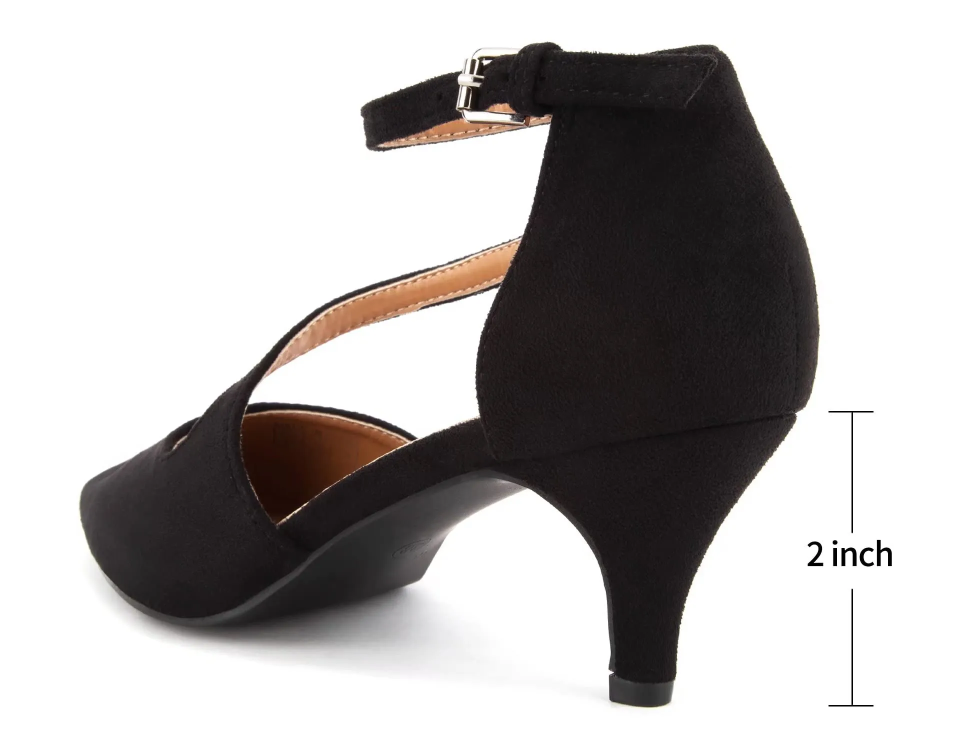 Greatonu Décolleté da Donna Scarpe A Punta Tacco Gattino Nero-P EU 38 - immagine 7