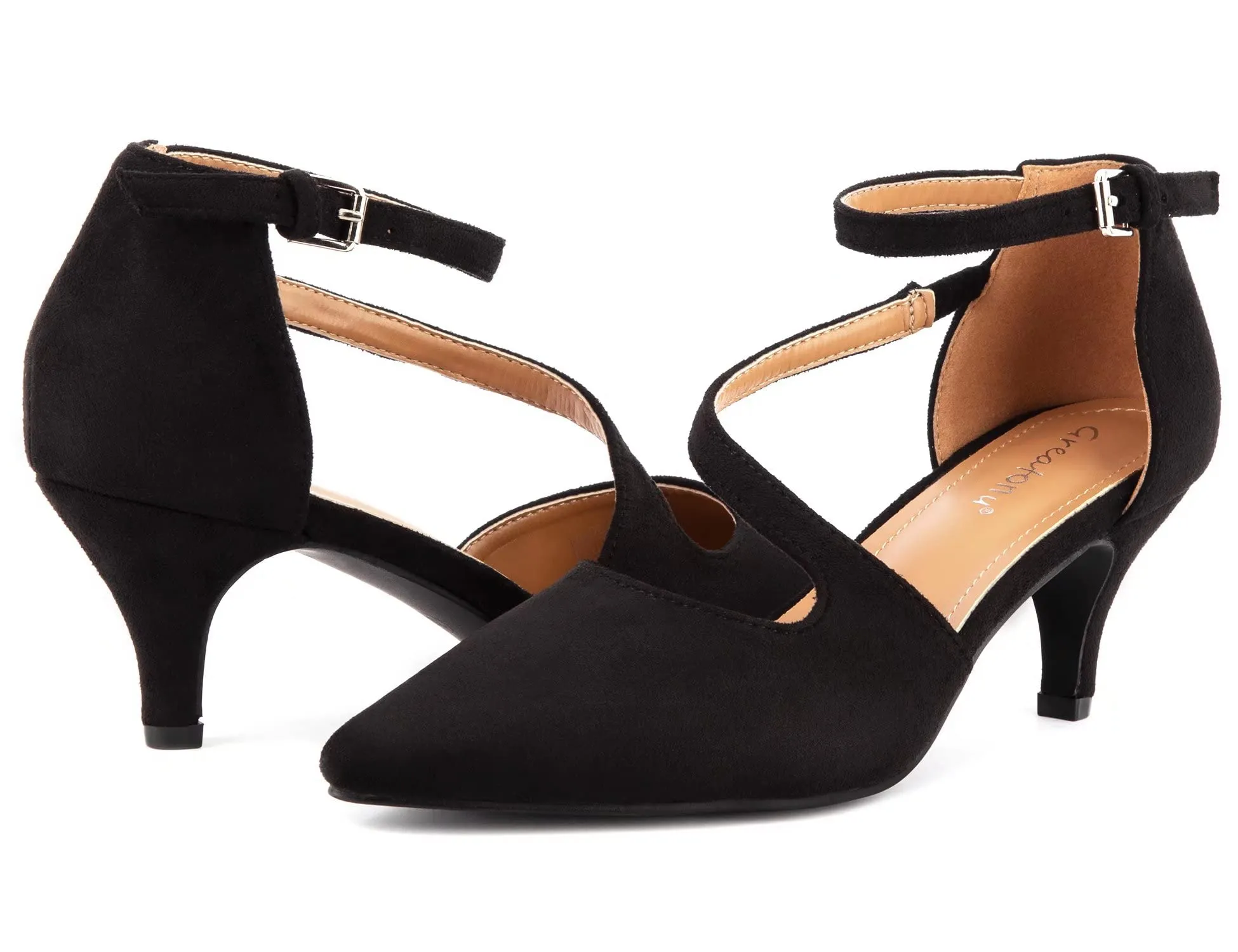 Greatonu Décolleté da Donna Scarpe a Punta Tacco Gattino Nero-P EU 41 - immagine 3