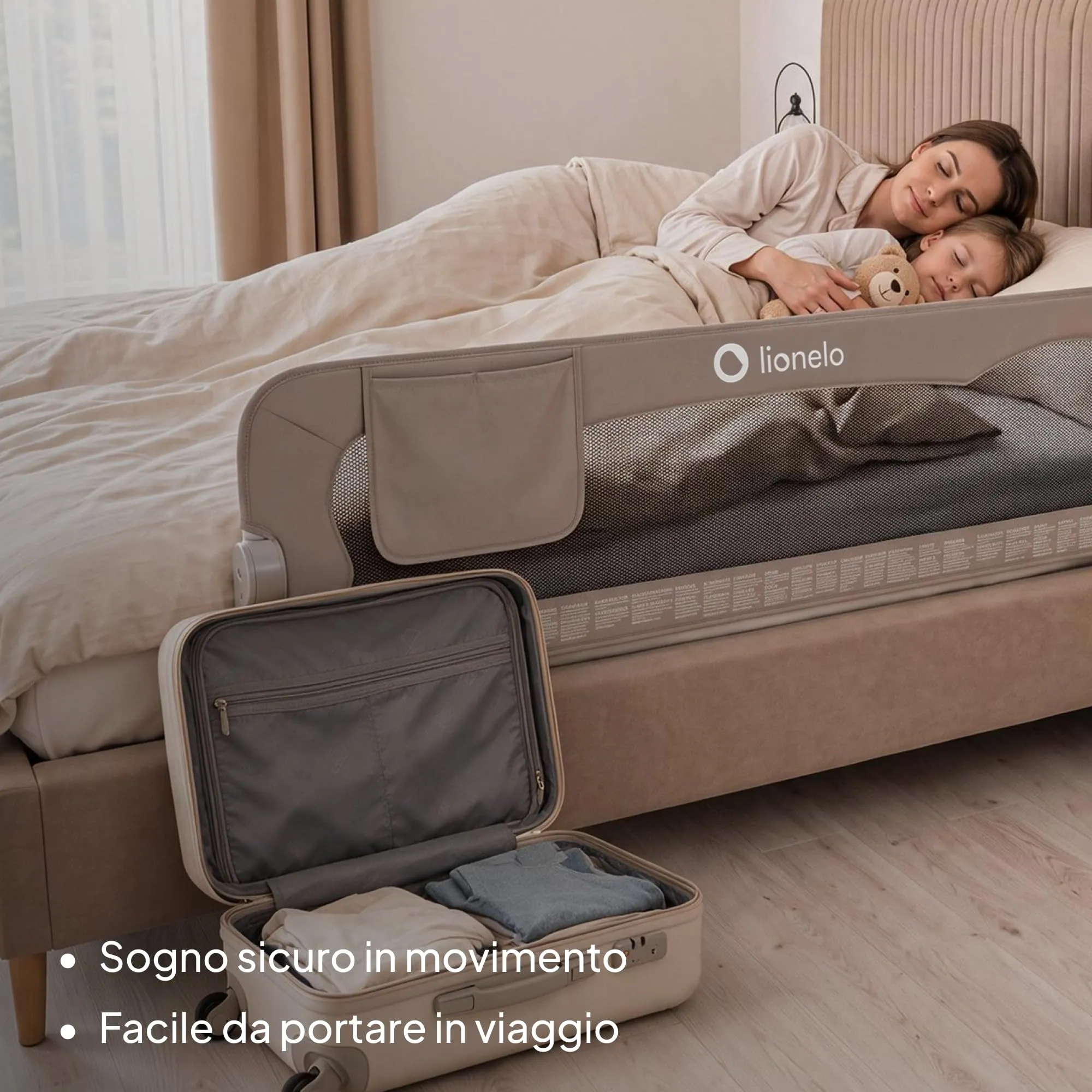 Lionelo Eva Sponda Letto Universale Pieghevole 150x42 cm con Reclino a 180° - immagine 2