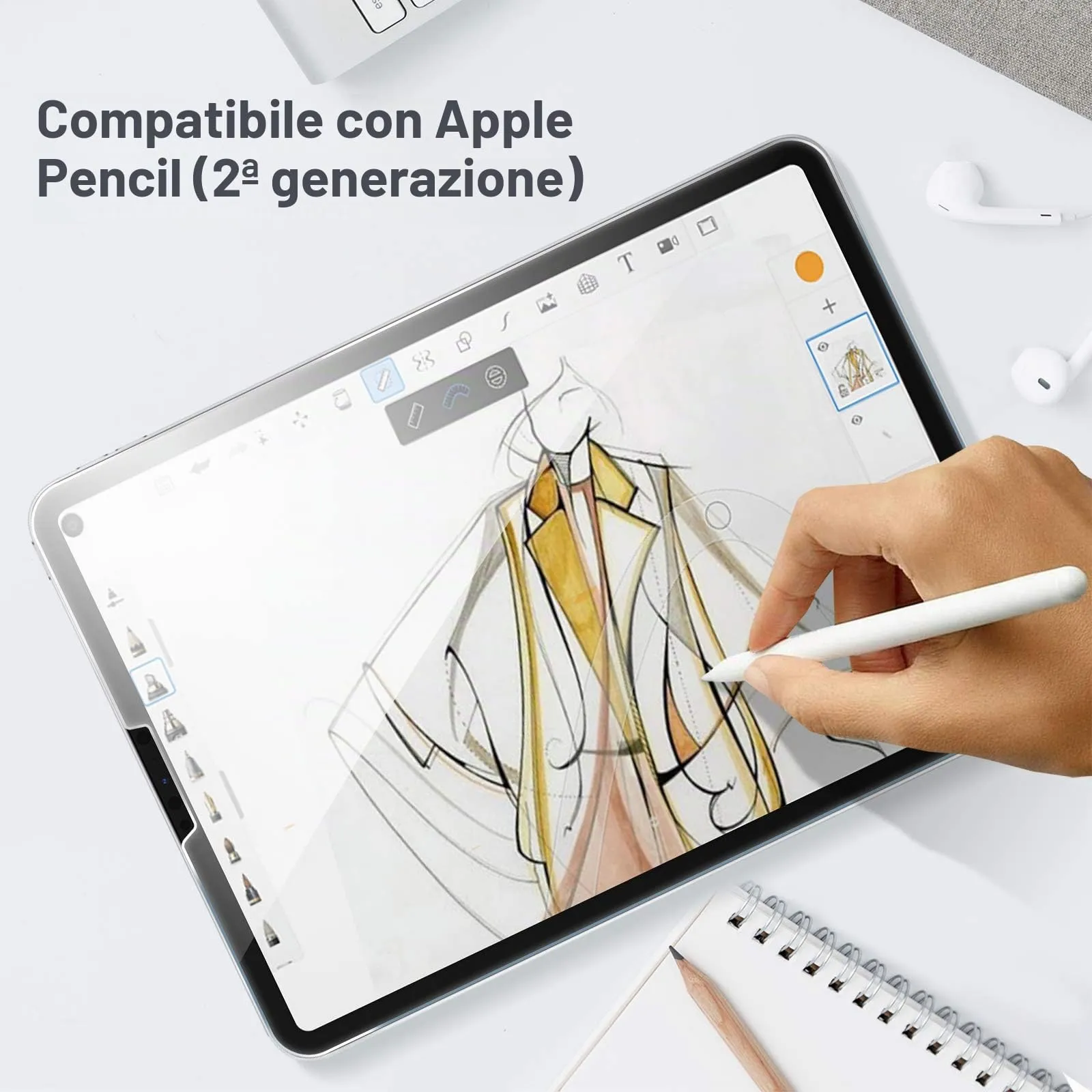 ProCase Vetro Temperato per iPad Air 5 2022, iPad Air 4 10,9" 2020 e iPad Pro 11" (1/2/3/4 Gen), Durezza 9H - 2 Pezzi - immagine 4