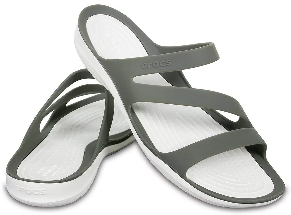 Crocs Swiftwater Sandalo Donna, Grigio Fumo/Bianco, EU 42-43 - immagine 5